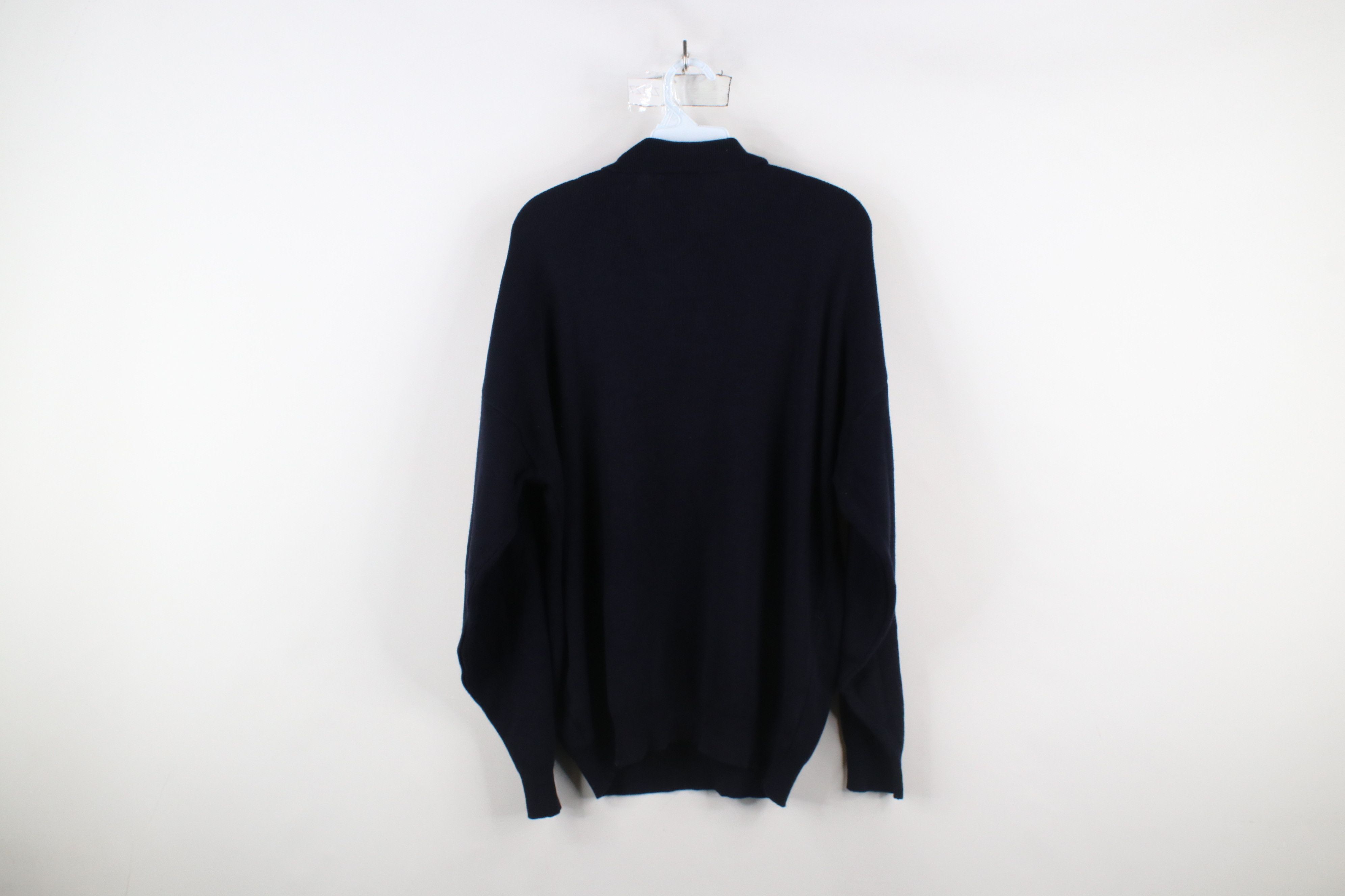 Vintage Vintage 90s Streetwear Collared Henley Sweater Navy Blue Size US L / EU 52-54 / 3 - 7 Thumbnail