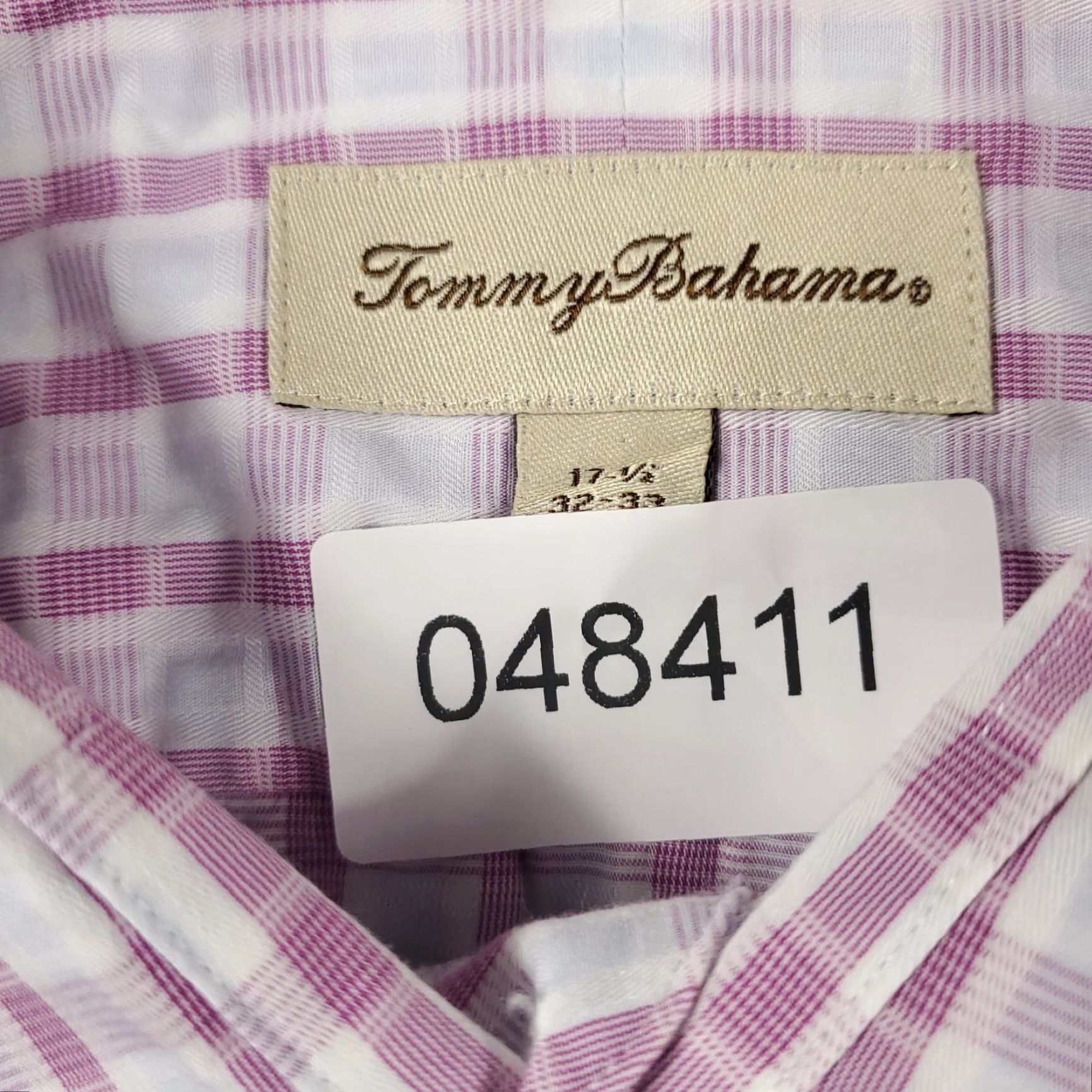 Tommy Bahama Tommy Bahama Shirt Mens Dress Shirt 17.5 Purple Plaid Long Sleeve Button Up, Regular Fit, 100% Cotton, Collared, Classic/Preppy, Adult Mens Clothing Size 46R - 7 Thumbnail