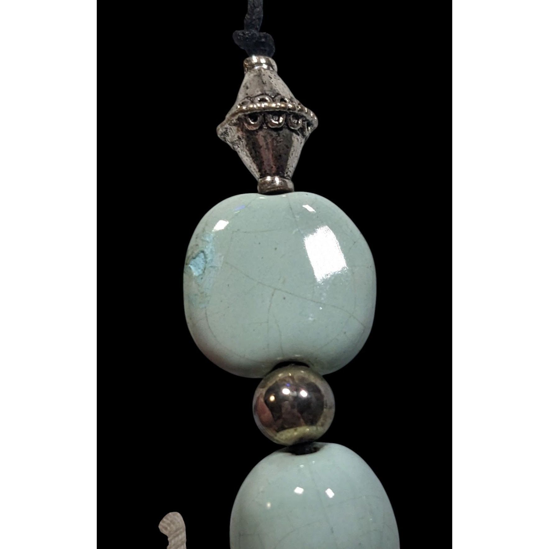 Other Handmade Light Blue Ceramic Beaded Necklace With Silver Tone Size ONE SIZE - 6 Thumbnail