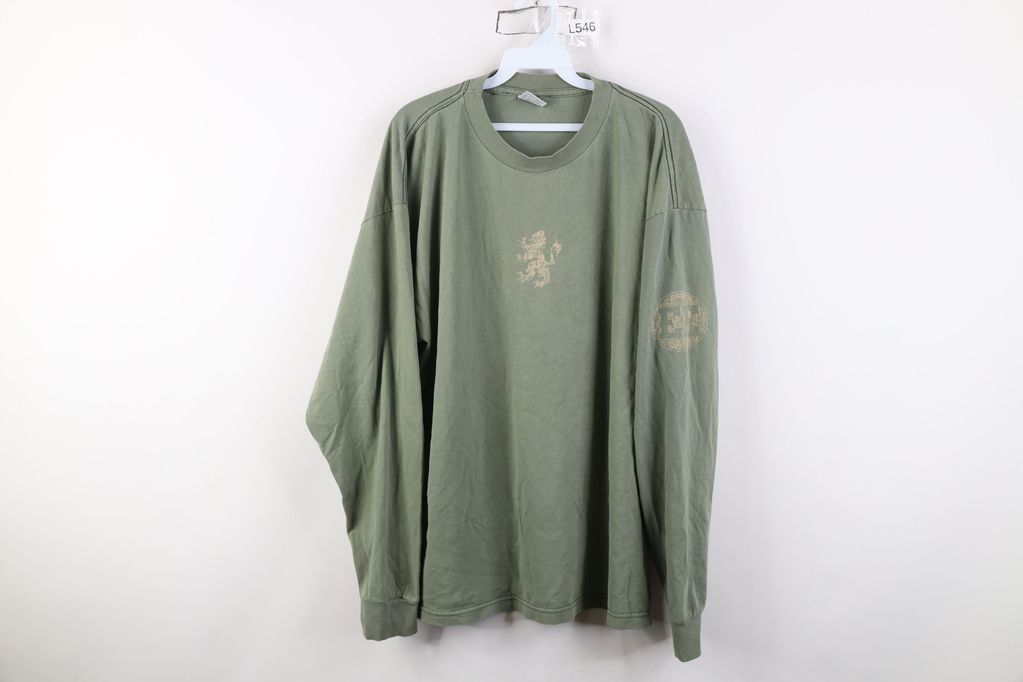 Vintage Vintage 90s Lion EE Long Sleeve T-Shirt Green Cotton Size US XL / EU 56 / 4 - 1 Thumbnail