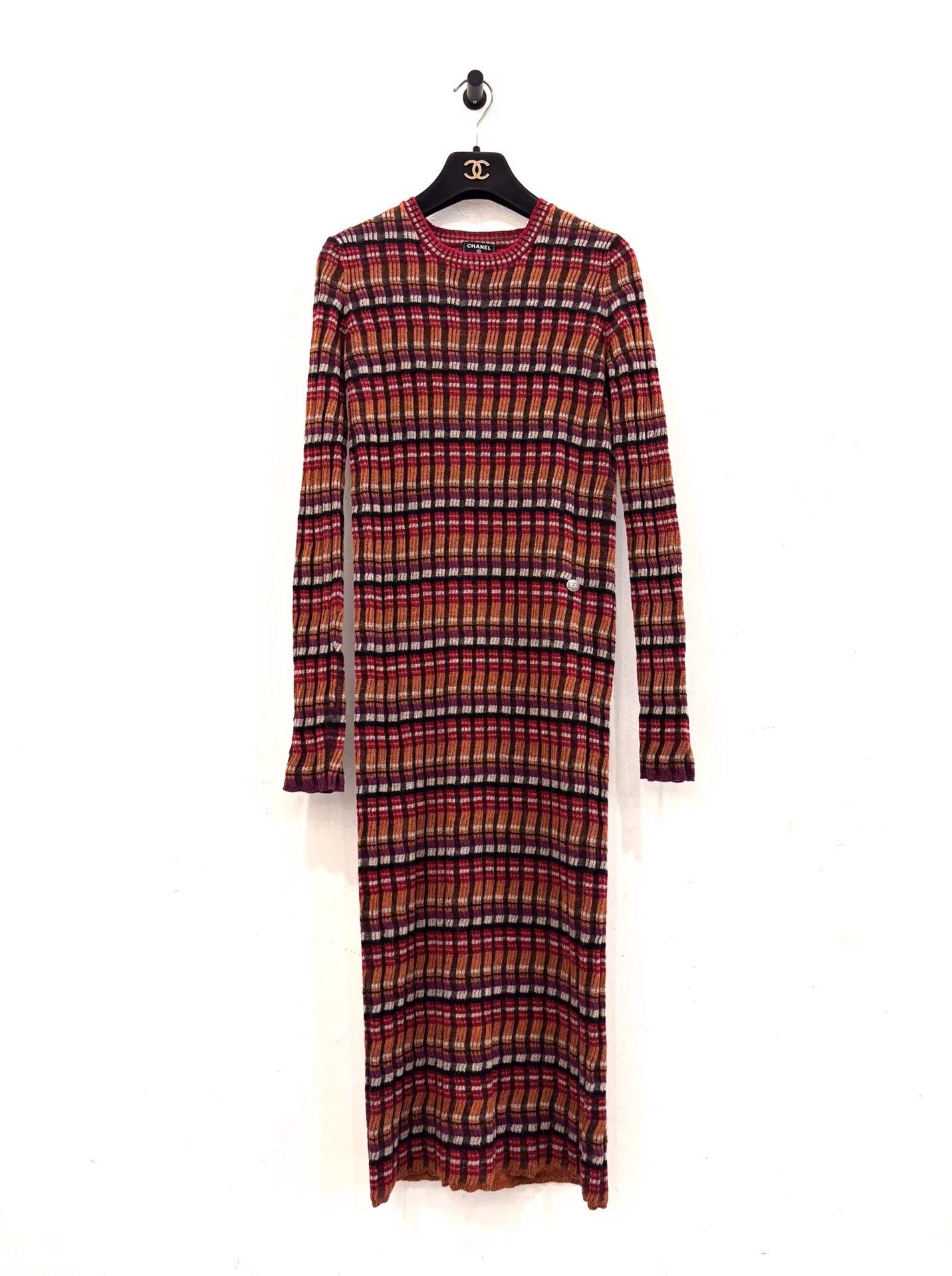 Chanel Chanel Burger Women's Alpaca Stripe Long Knit Dress 38 Size S / US 4 / IT 40 - 1 Thumbnail