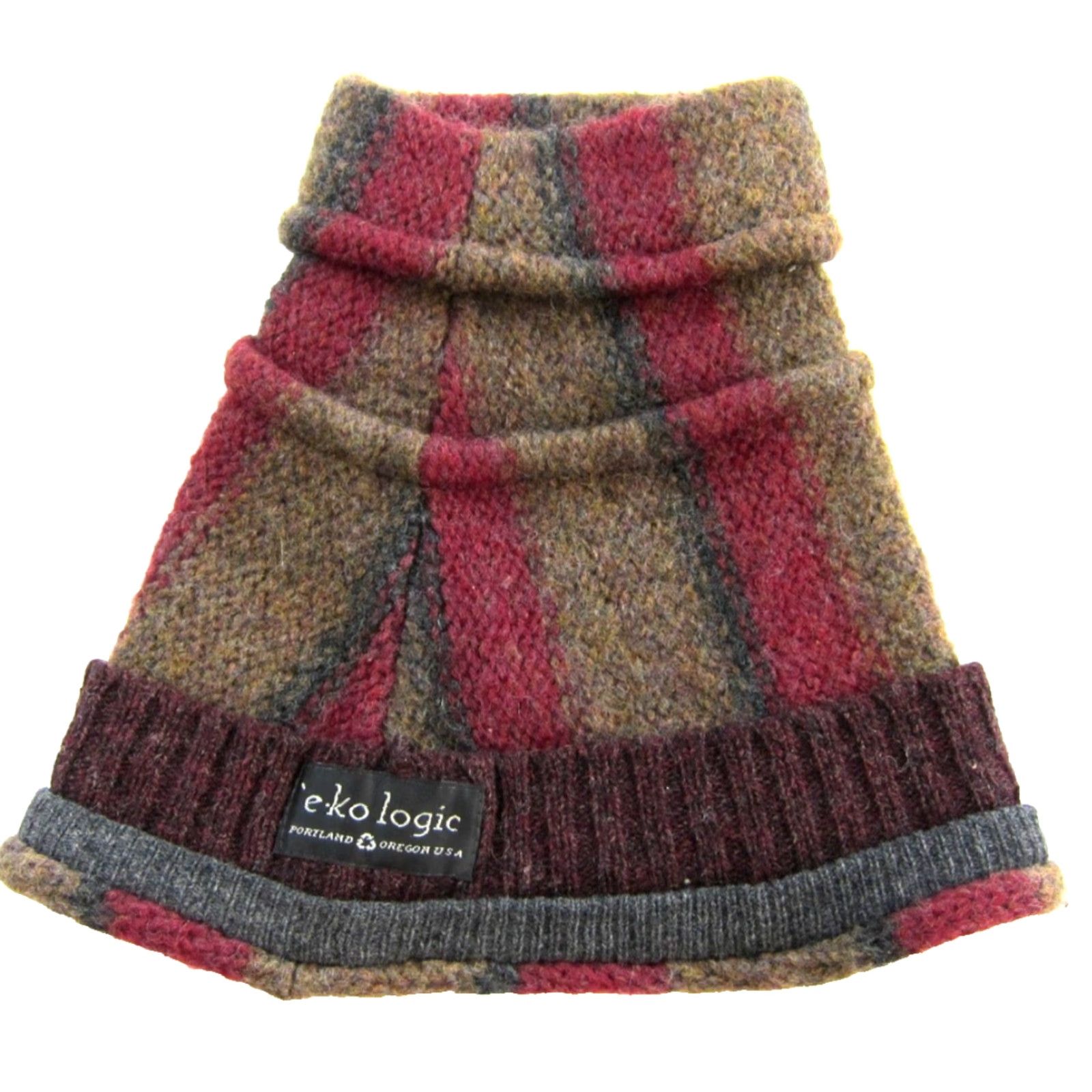 Vintage VINTAGE E Ko Logic Beanie Hat One Size Wool Brown Red Grey Open Top Size ONE SIZE - 2 Thumbnail