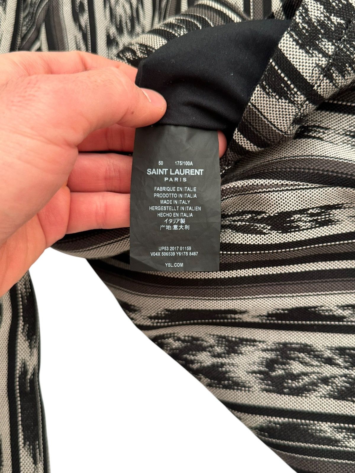 Saint Laurent Paris 2017 Reversible Ikat Pattern Teddy Bomber Size US M / EU 48-50 / 2 - 8 Thumbnail