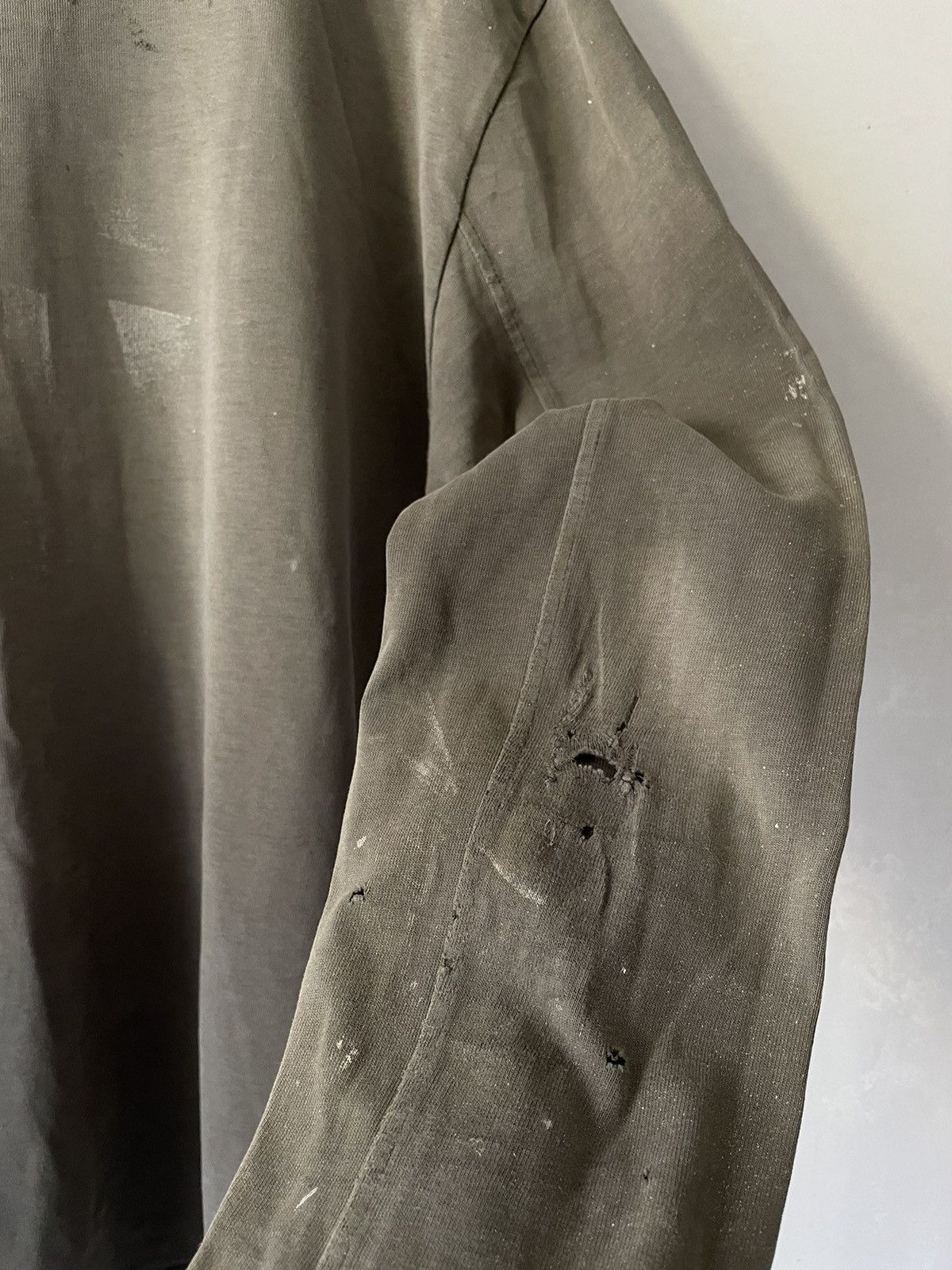 Vintage hand made trashed long sleeve khaki green faded Size US S / EU 44-46 / 1 - 3 Thumbnail