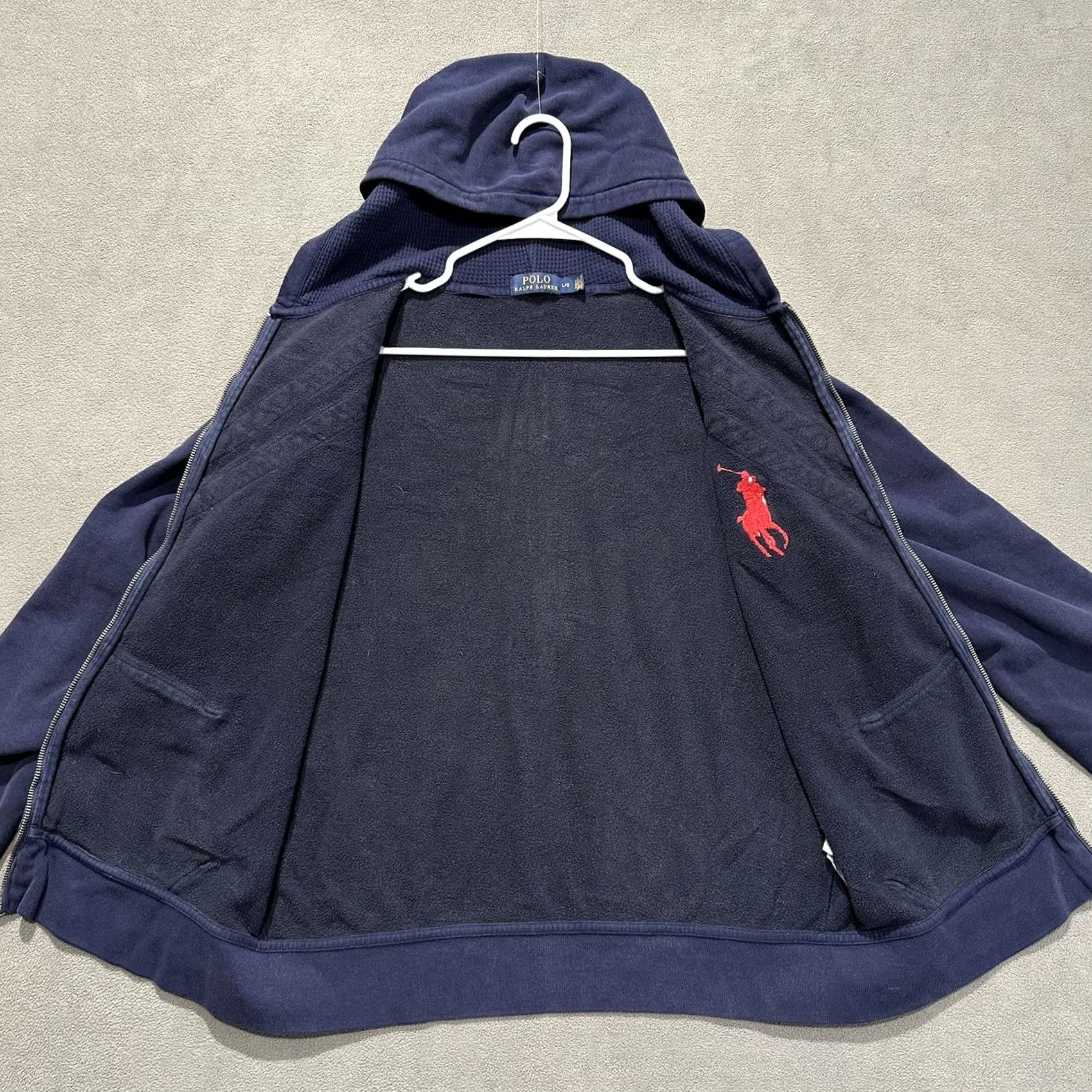 Polo Ralph Lauren Polo Ralph Lauren Hoodie Mens Large Navy Blue Full Zip Big Pony Waffle Hood GUC Size US L / EU 52-54 / 3 - 3 Thumbnail