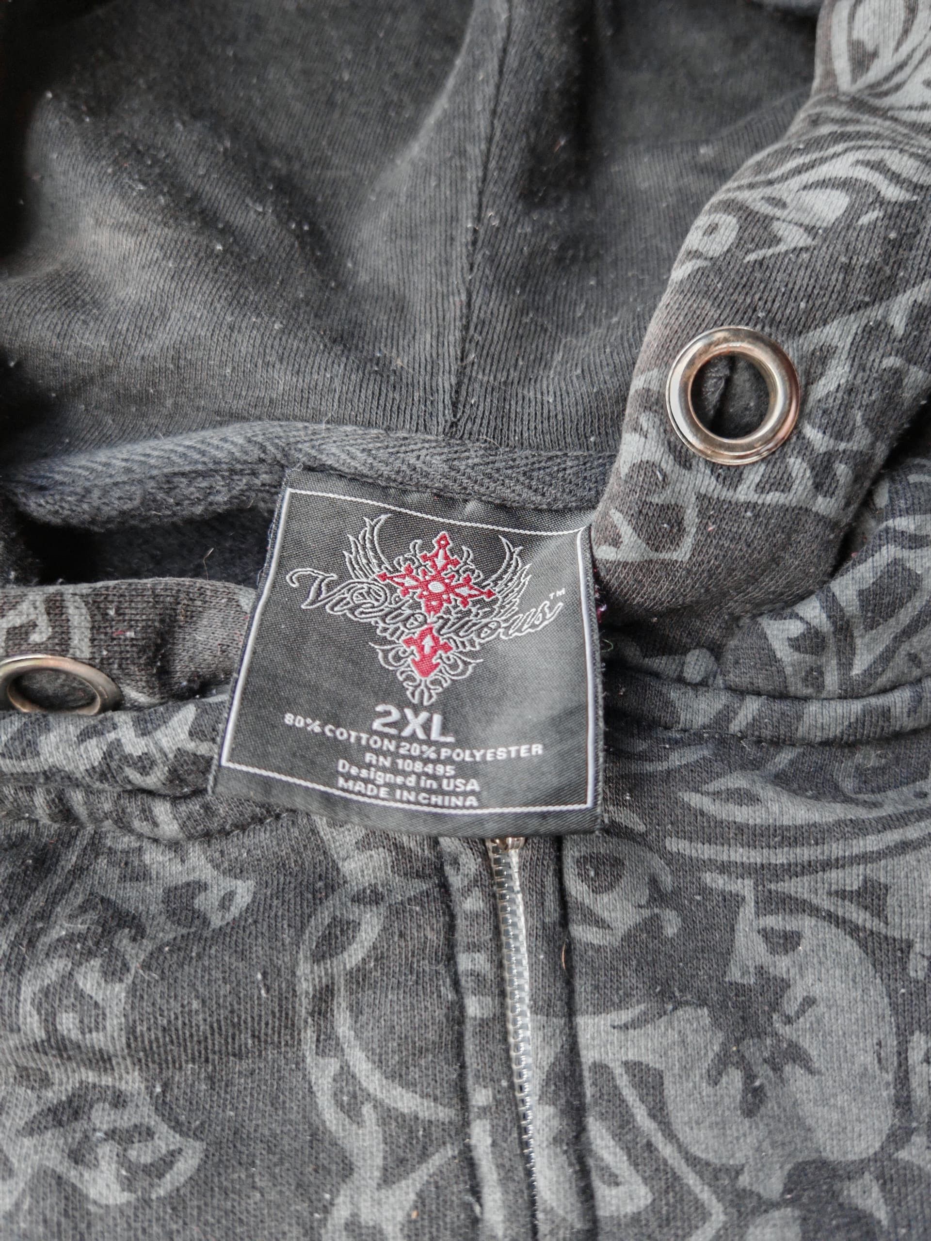 Christian Audigier 🔥Rare Vintage Victorious Embroidery Ed Hardy Style Hoodie Size US XXL / EU 58 / 5 - 8 Thumbnail
