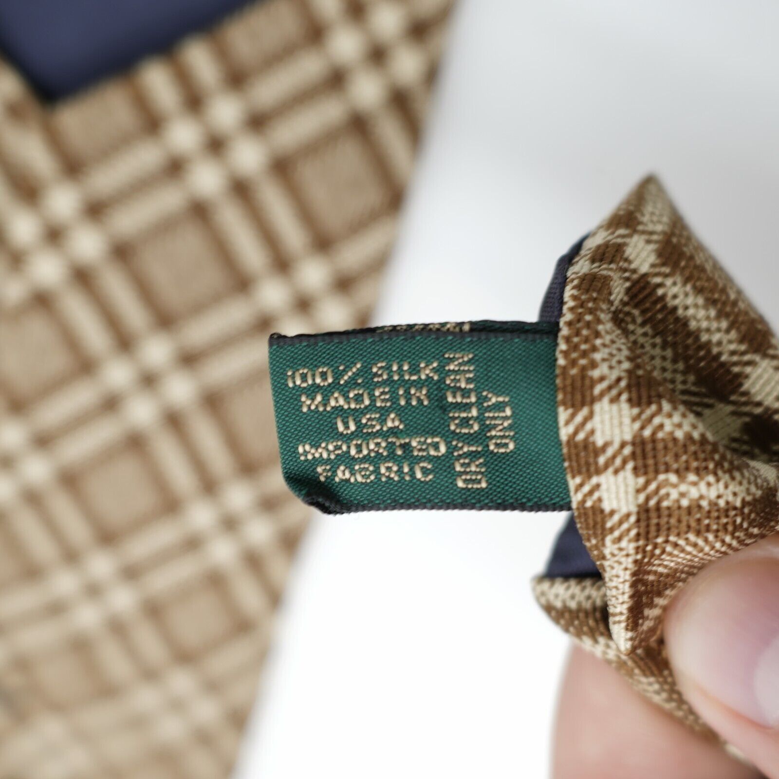 J.Crew J. Crew Glen Plaid Tan Woven Wide Silk Tie Size ONE SIZE - 4 Thumbnail