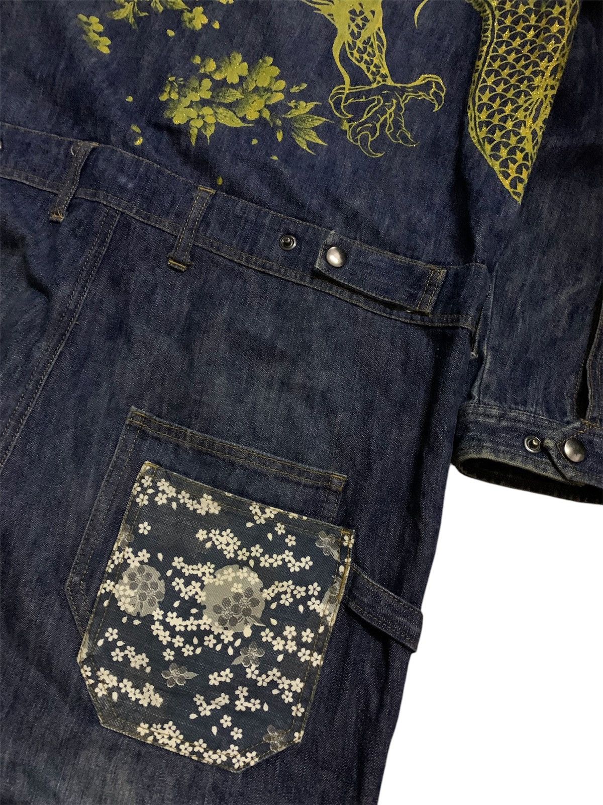 Karakuri Tamashii Vtg Japanese Sukajan Dragon Overall Denim Size US 43 - 13 Thumbnail