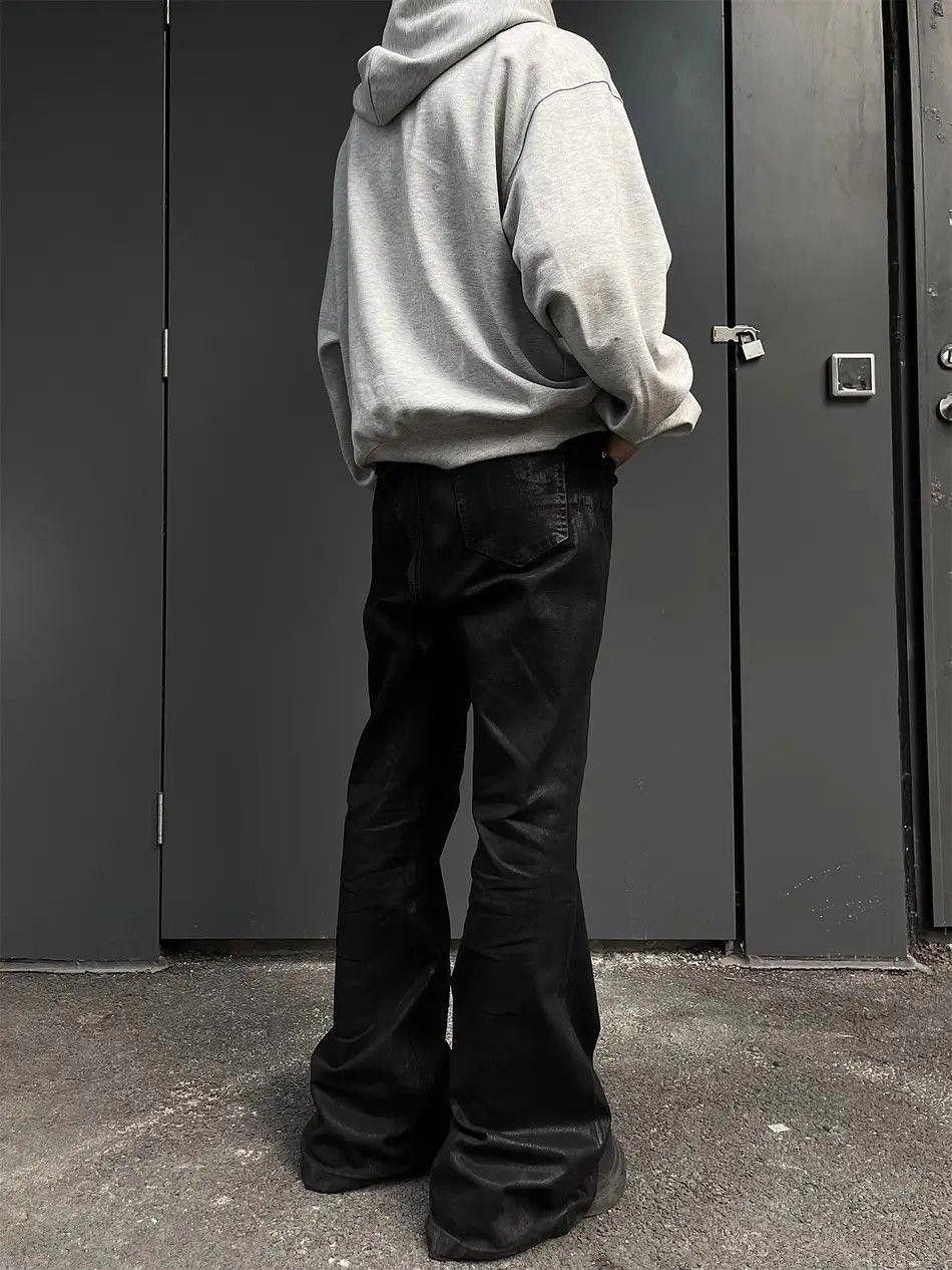 Jean Black Stacked Flare Waxed Denim Jeans Size US 30 / EU 46 - 4 Thumbnail