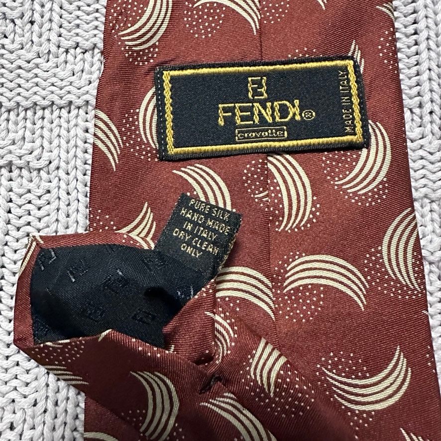 Fendi Vintage Fendi bronze brown abstract Italian silk luxury tie Size ONE SIZE - 3 Thumbnail