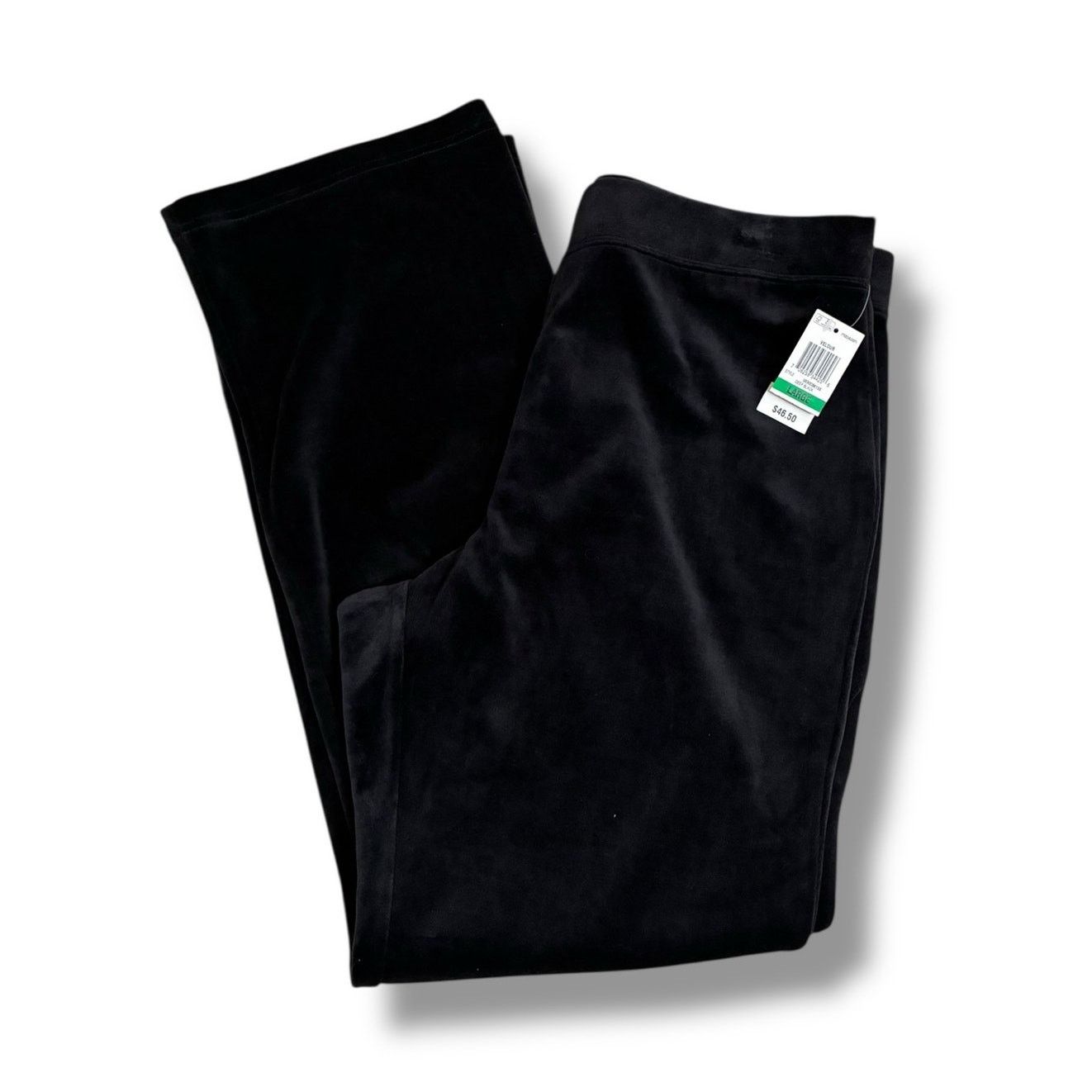 Other Karen Scott Sport black velour high rise straight leg pants Size 38" / US 16 / IT 52 - 2 Thumbnail