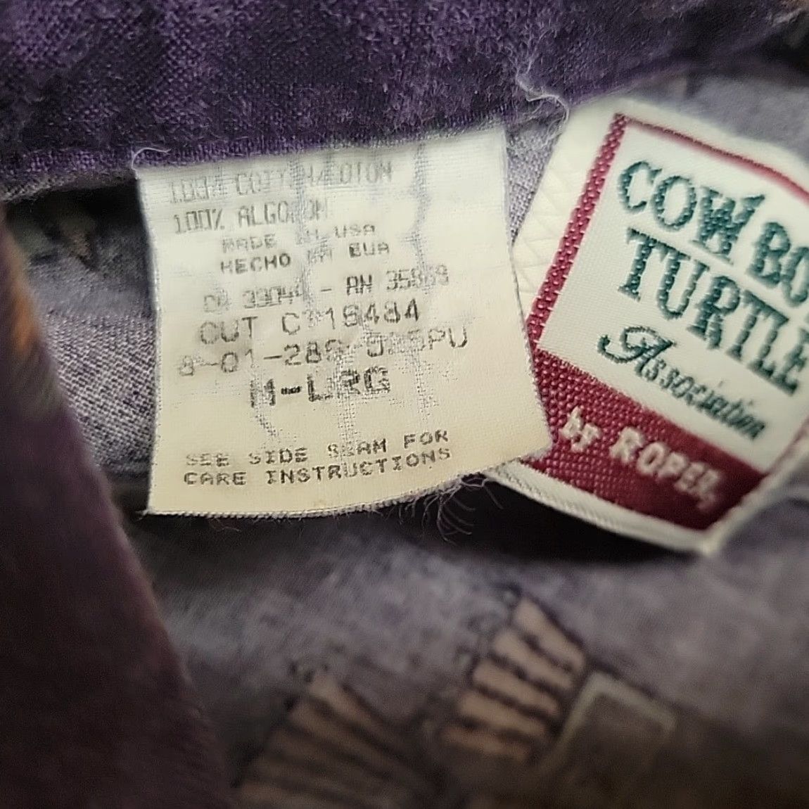 Roper VTG Cowboys Turtle Association Shirt Mens ML Purple Aztec Pearl Snap Made in USA Size US M / EU 48-50 / 2 - 5 Thumbnail