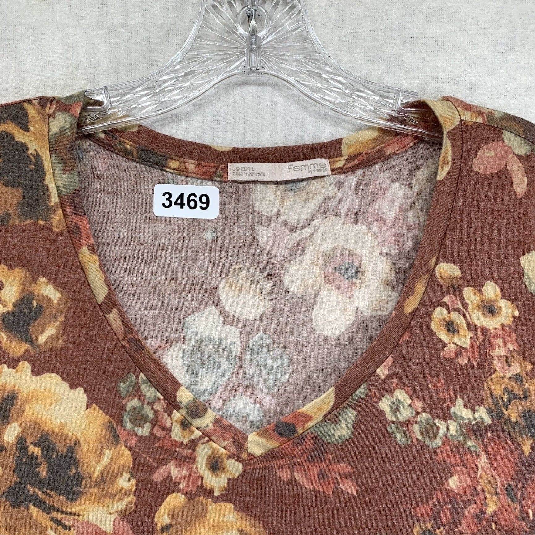 Vintage Femme By Tresics Floral Blouse Long Sleeve T Shirt Soft Stretch Large EUC Size L / US 10 / IT 46 - 5 Thumbnail