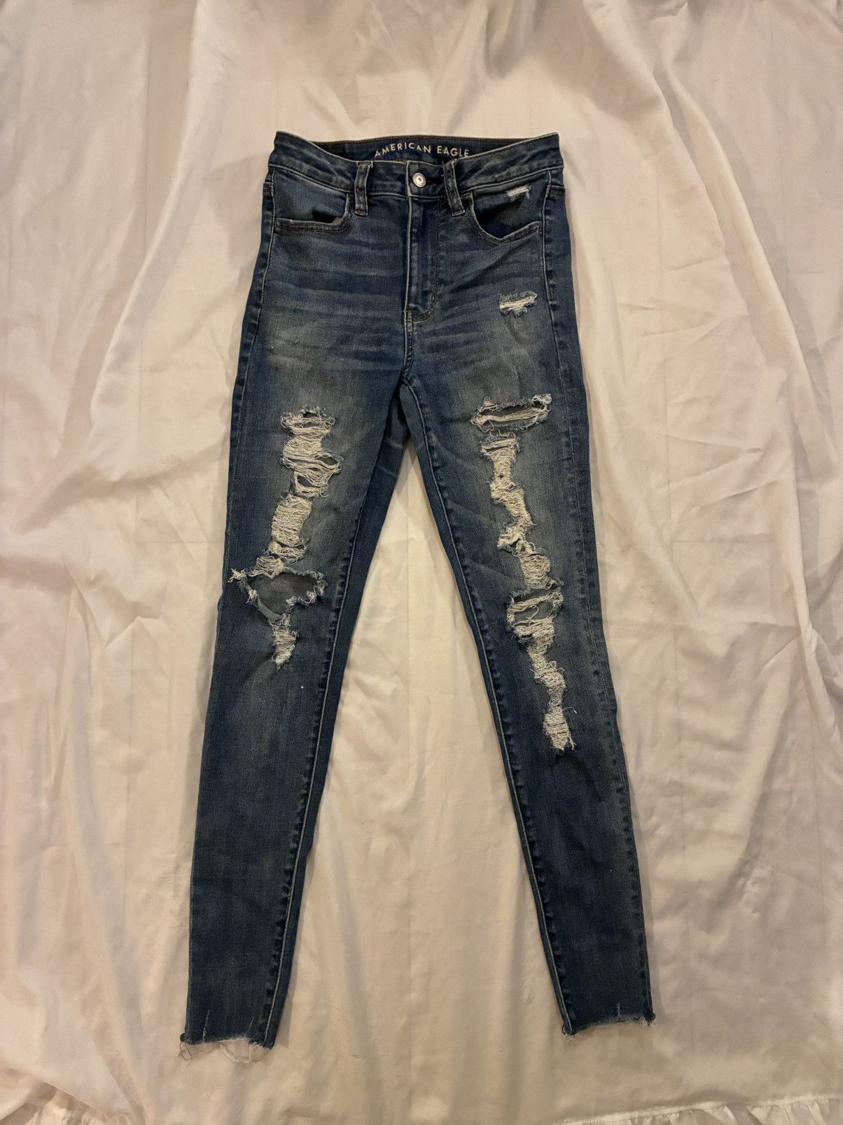 American Eagle Outfitters American Eagle Ne(x)t Level Distressed High-Waisted Jegging Size 26" / US 2 / IT 38 - 1 Thumbnail