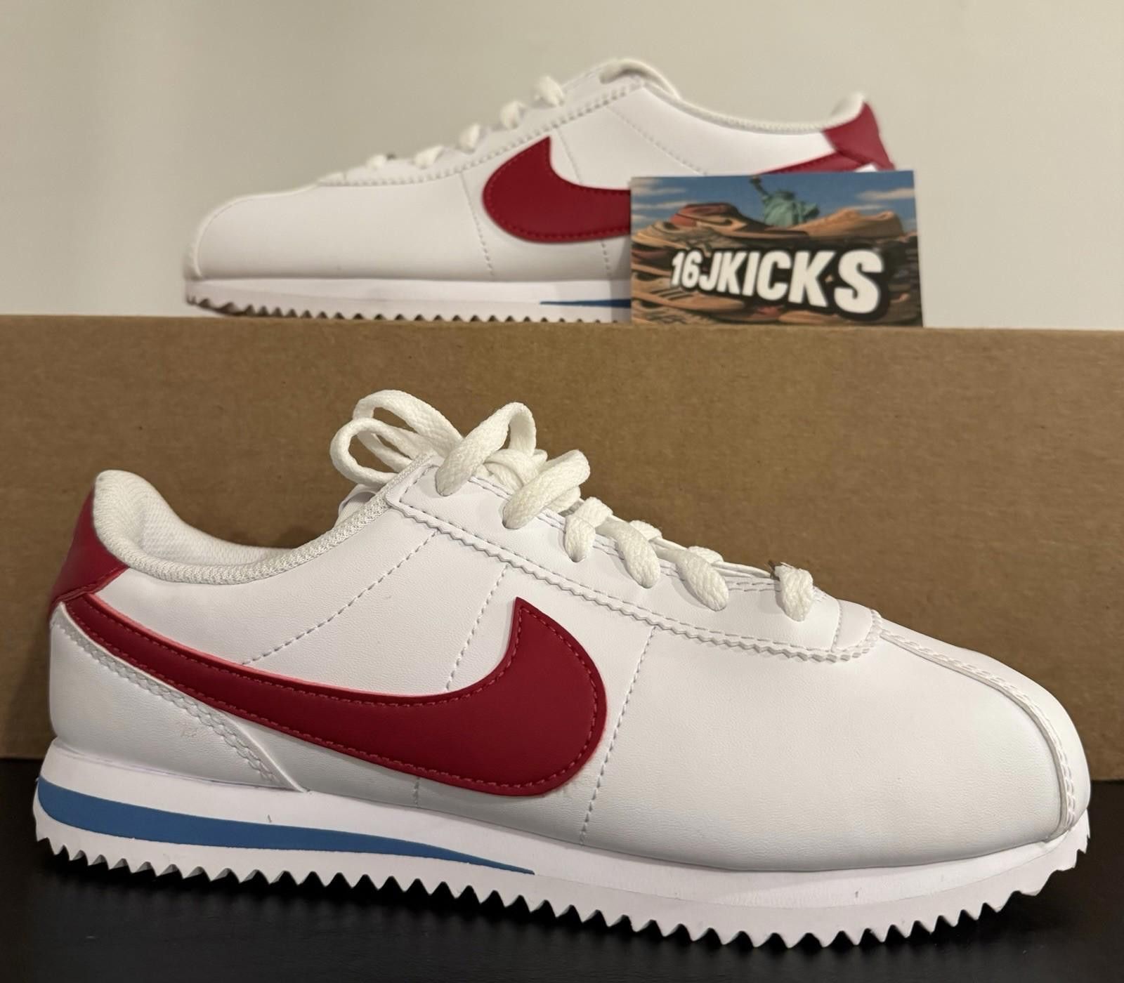 Nike Nike Cortez GS White Red Blue Sneaker Size 4Y Size US 5 / EU 37 - 1 Thumbnail