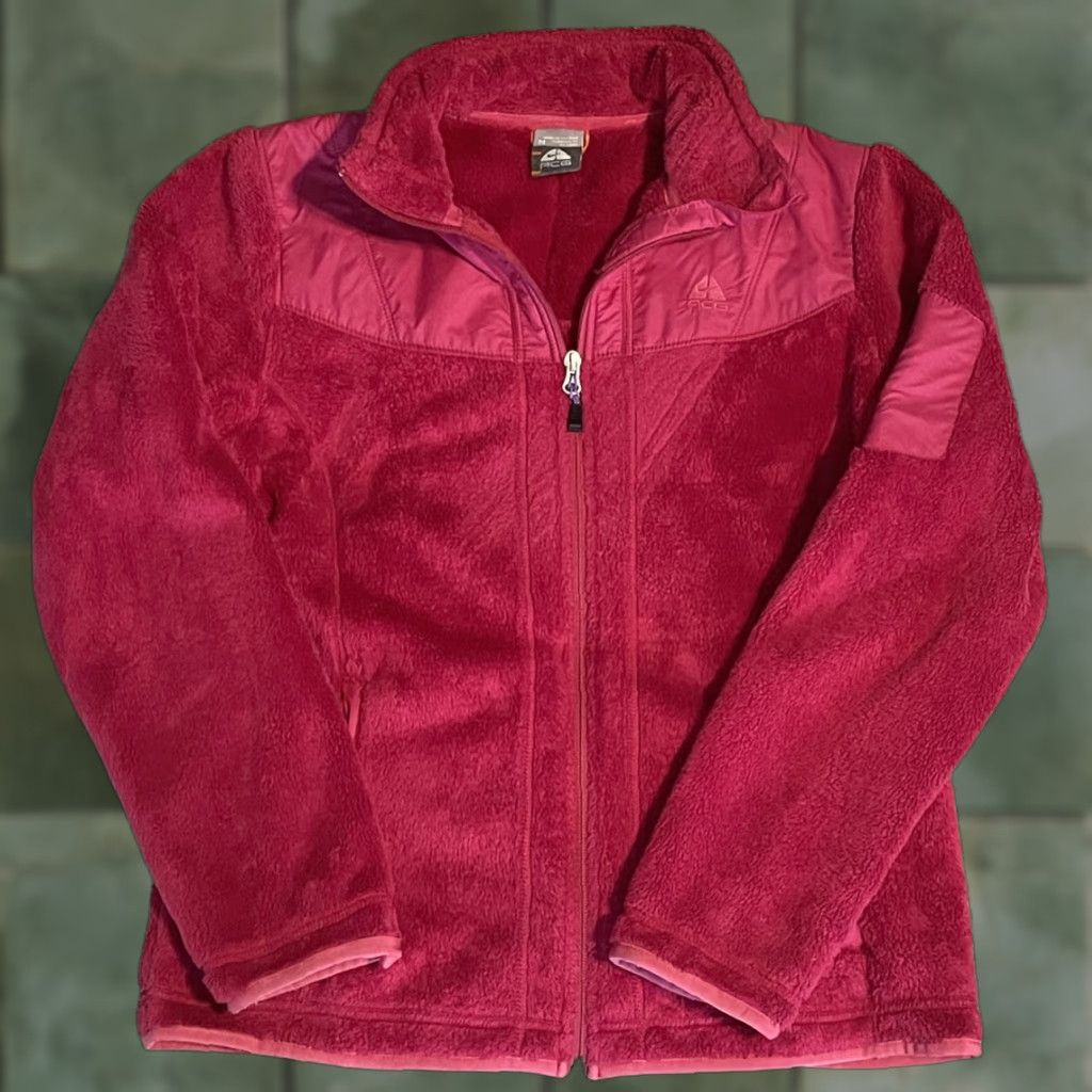 Nike ACG VINTAGE Nike ACG Jacket Women's M Pink Full Zip Fleece Wind-Resistant Logo Embroidered Pockets 90s Outdoor Hiking Casual Travel Size M / US 6-8 / IT 42-44 - 1 Thumbnail