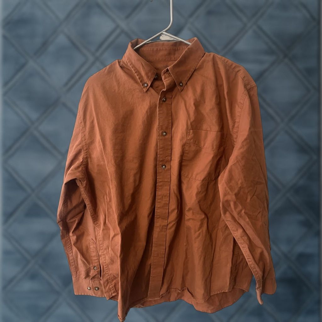 Croft & Barrow Croft & Barrow Button-Up Shirt Men's L Orange Solid Shirt Regular Orange Mens Large Button-Down Collared Classic Casual 90s Modern Size US L / EU 52-54 / 3 - 1 Thumbnail
