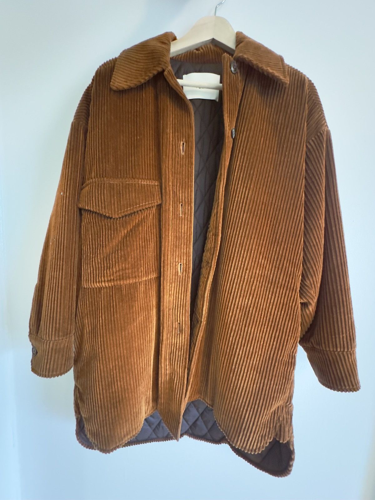 Vintage Tela Italy Burnt Orange Corduroy Balmacaan Coat Size US S / EU 44-46 / 1 - 1 Thumbnail