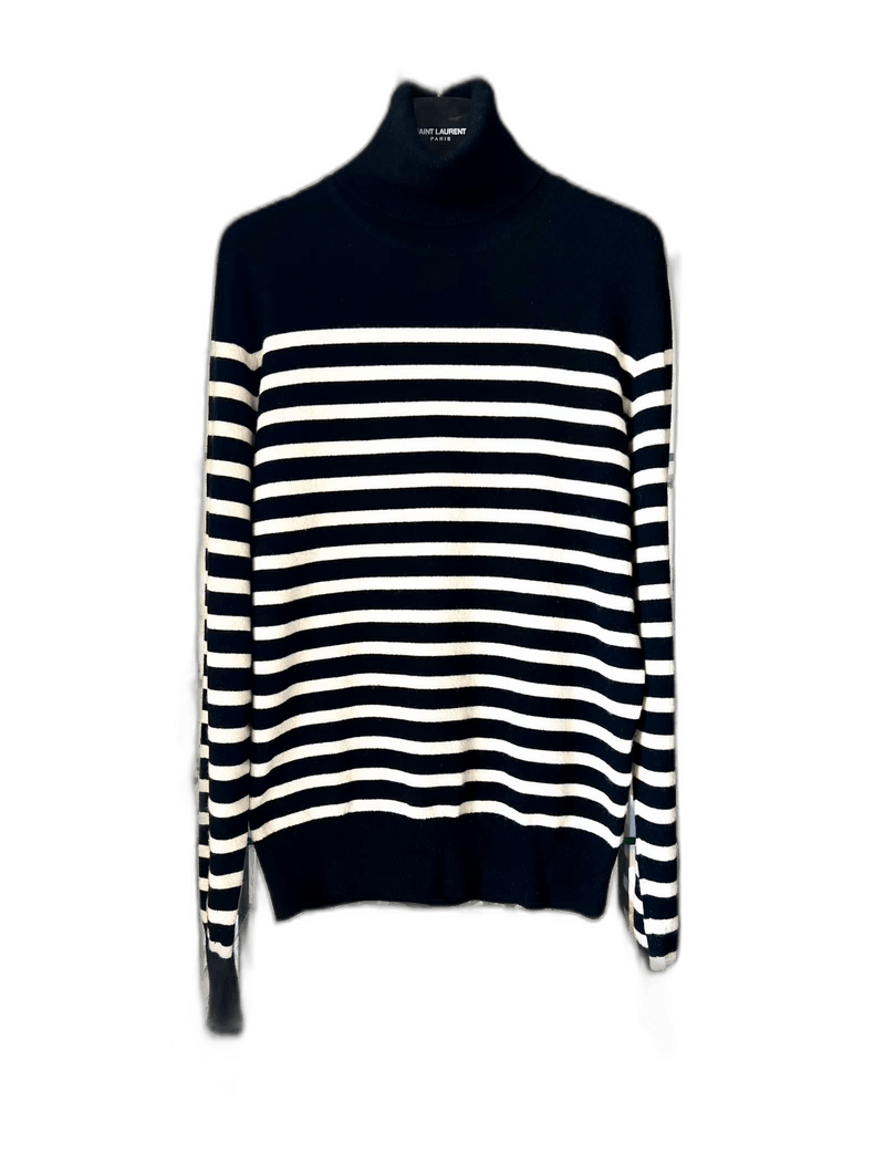 Yves Saint Laurent saint laurent black white stripe turtleneck Size US S / EU 44-46 / 1 - 1 Thumbnail