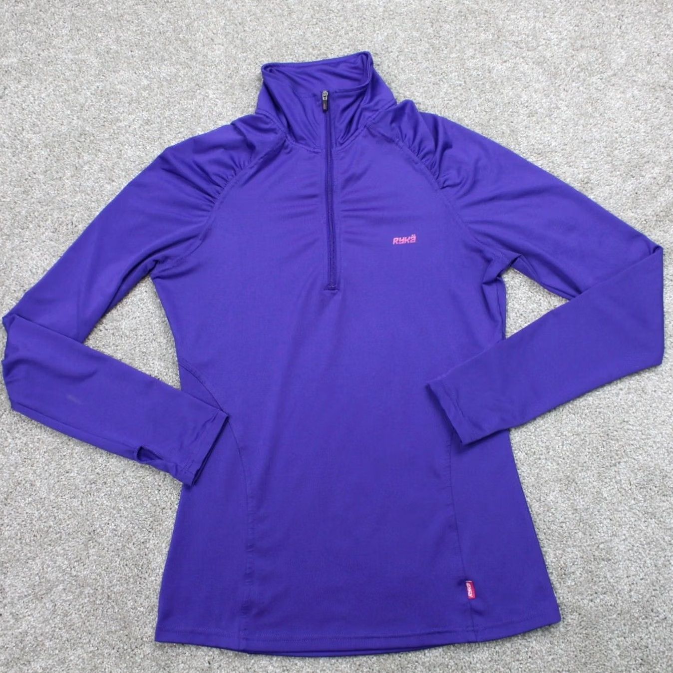 Vintage Ryka Sweatshirt Womens Small Purple 1/4 Zip Polyester Stretch L/S Pullover Size S / US 4 / IT 40 - 2 Thumbnail