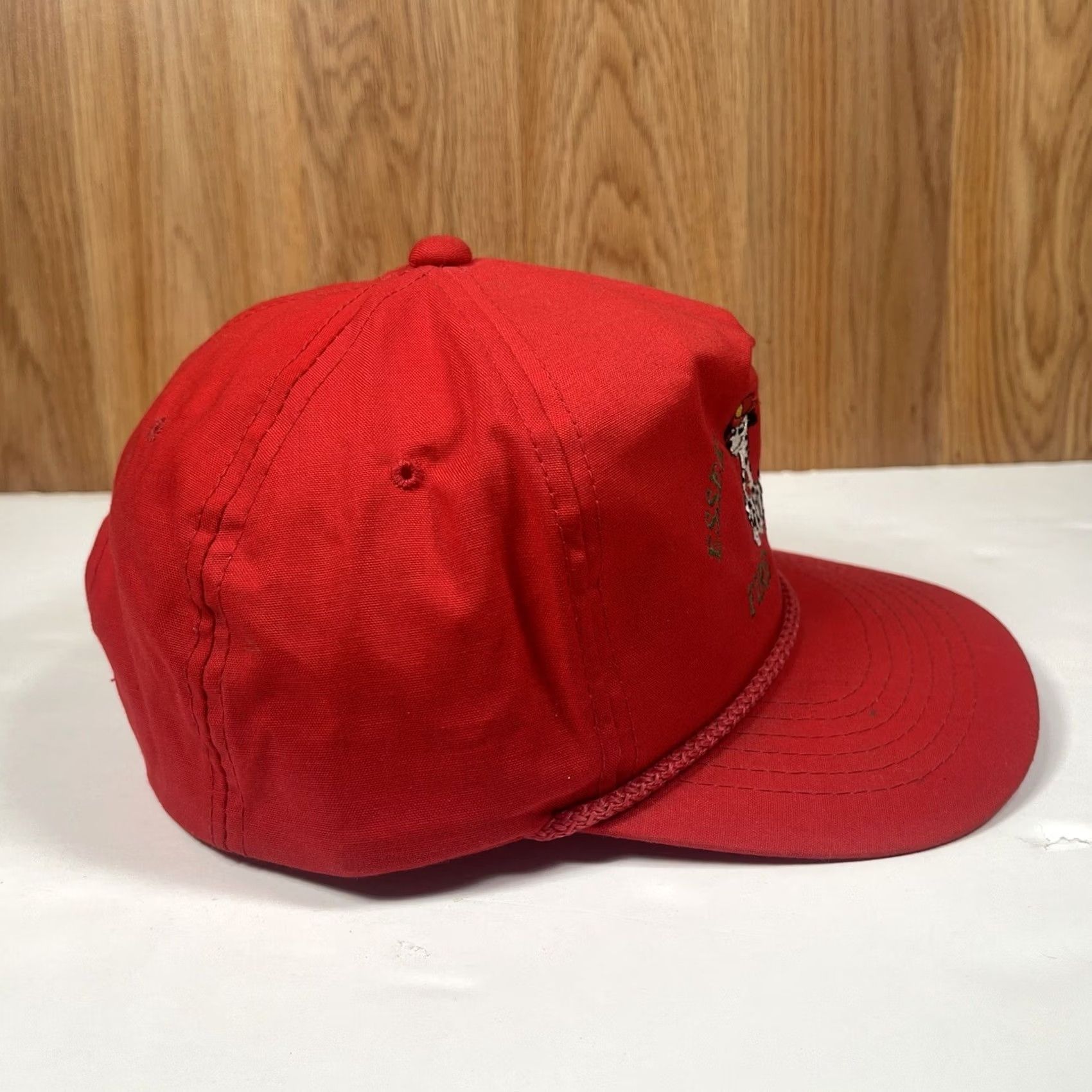 Vintage VINTAGE YoungAn Essex Hat Adults Red Snapback Rope Trucker Baseball Cap Men Adjustable Red Rope Trucker Hat Size ONE SIZE - 6 Thumbnail