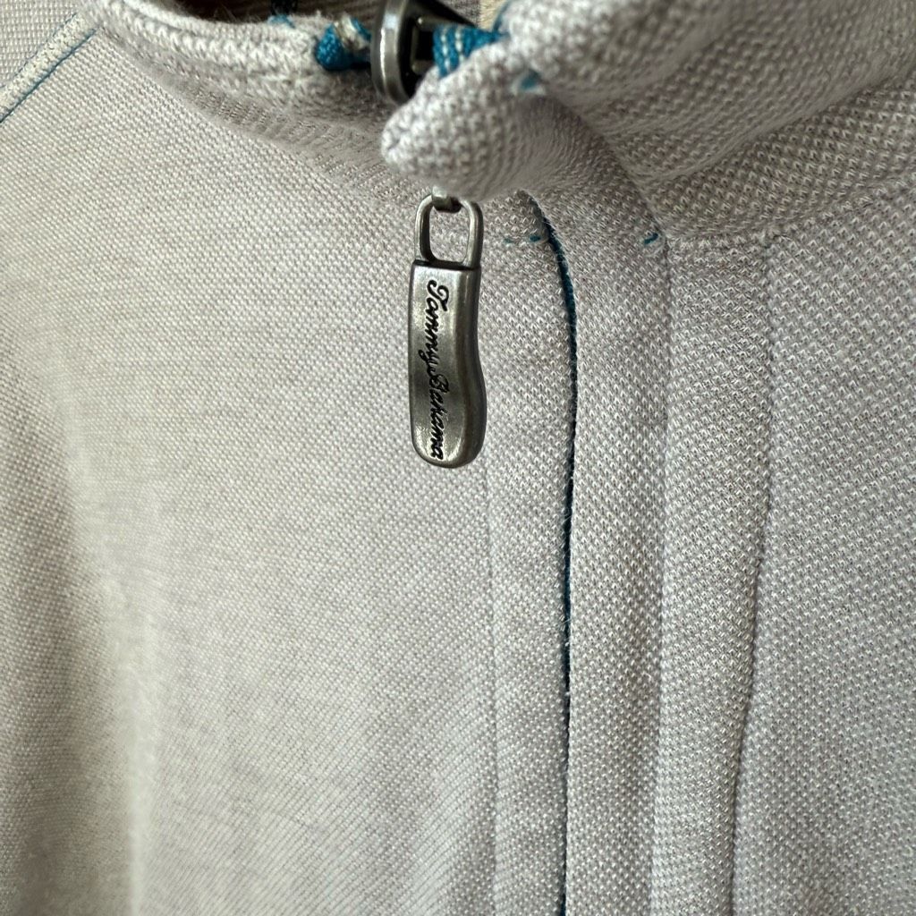 Tommy Bahama Tommy Bahama 1/4 Zip Pullover Light Grey Pique Cotton Shirt Size US XL / EU 56 / 4 - 4 Thumbnail