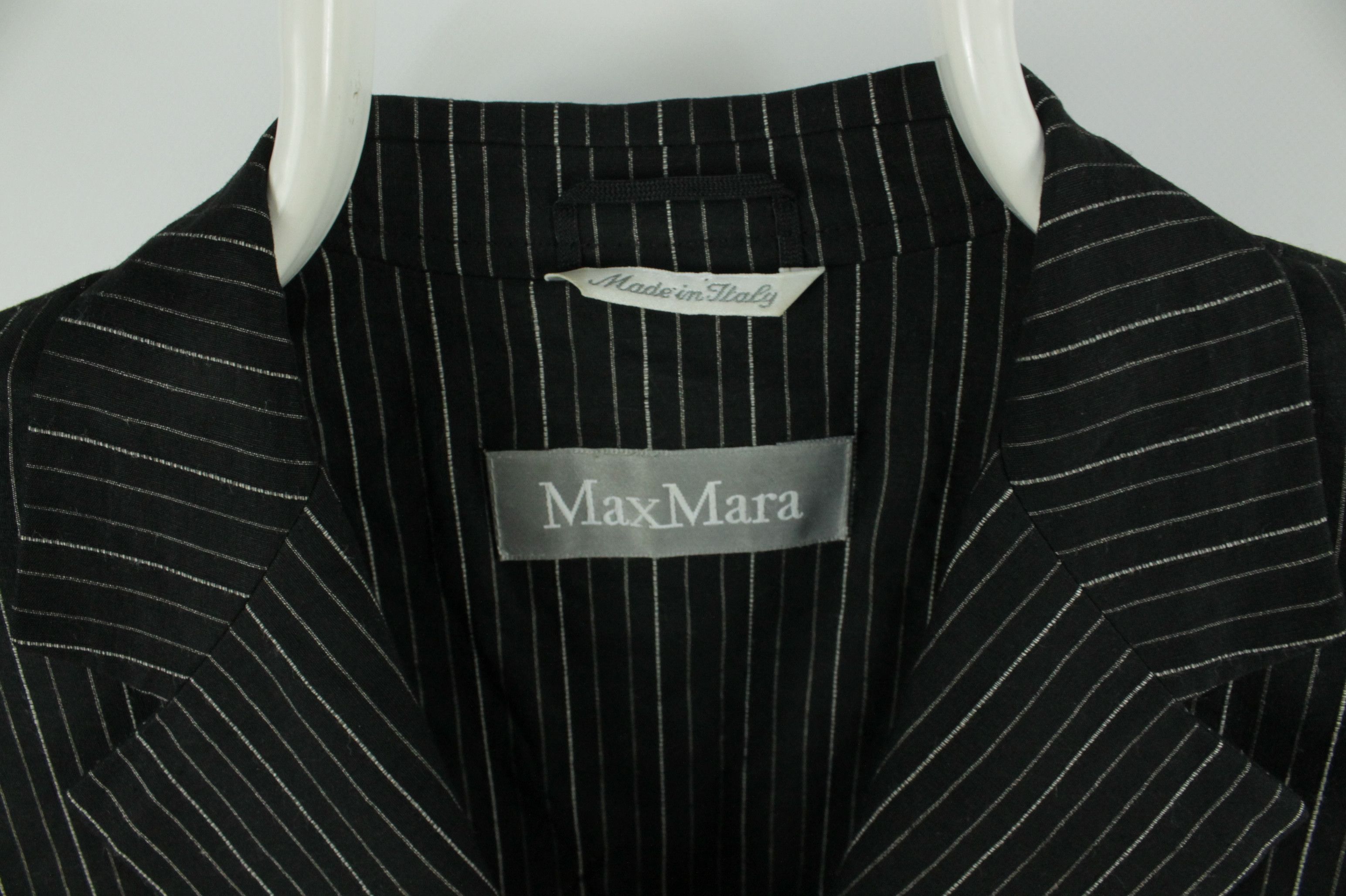 Max Mara Max Mara Black Striped Linen Blend Blazer Jacket Size L / US 10 / IT 46 - 3 Thumbnail