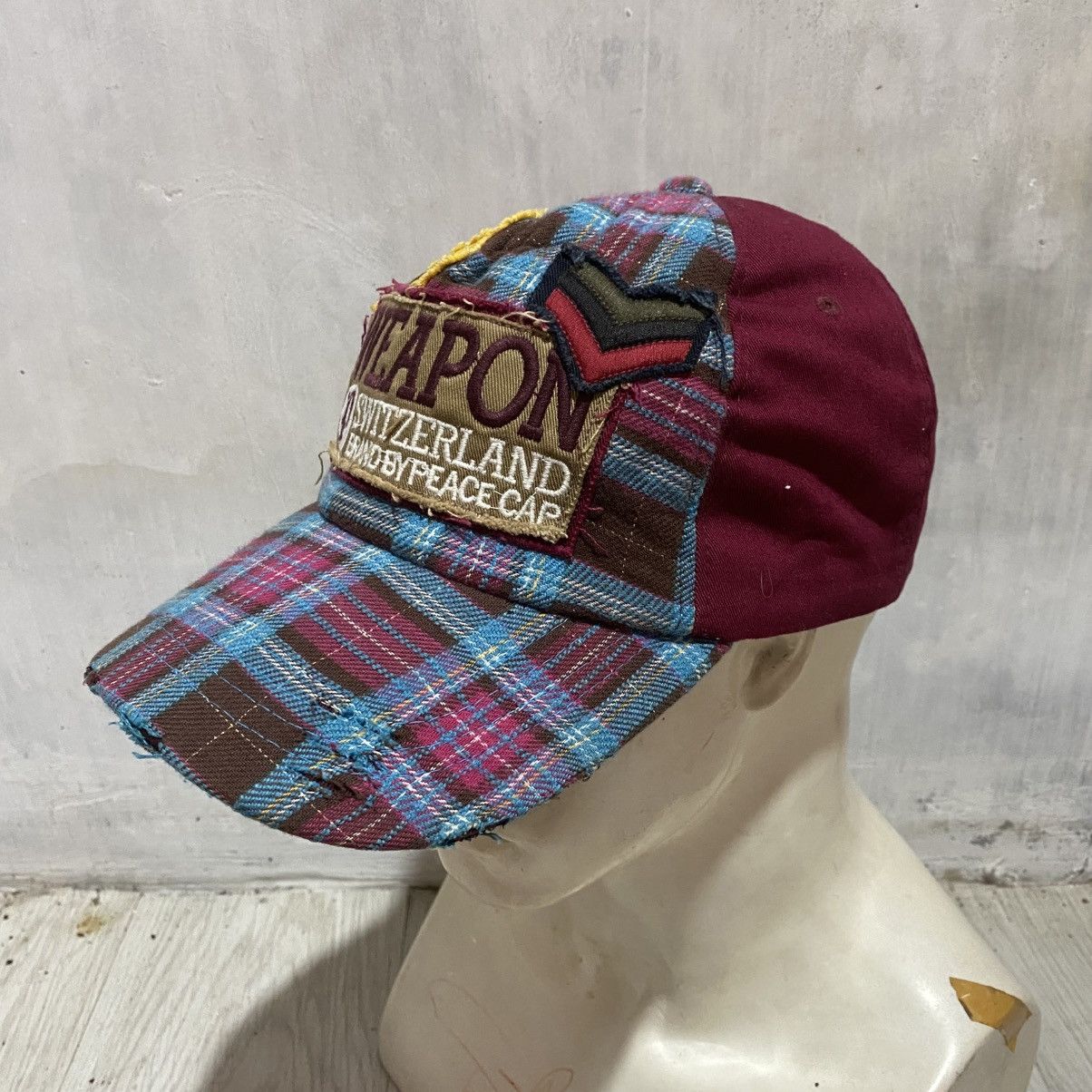 Japanese Brand 2000s checkered patchwork cap lgbstyle ifsixwasnine Size ONE SIZE - 2 Thumbnail