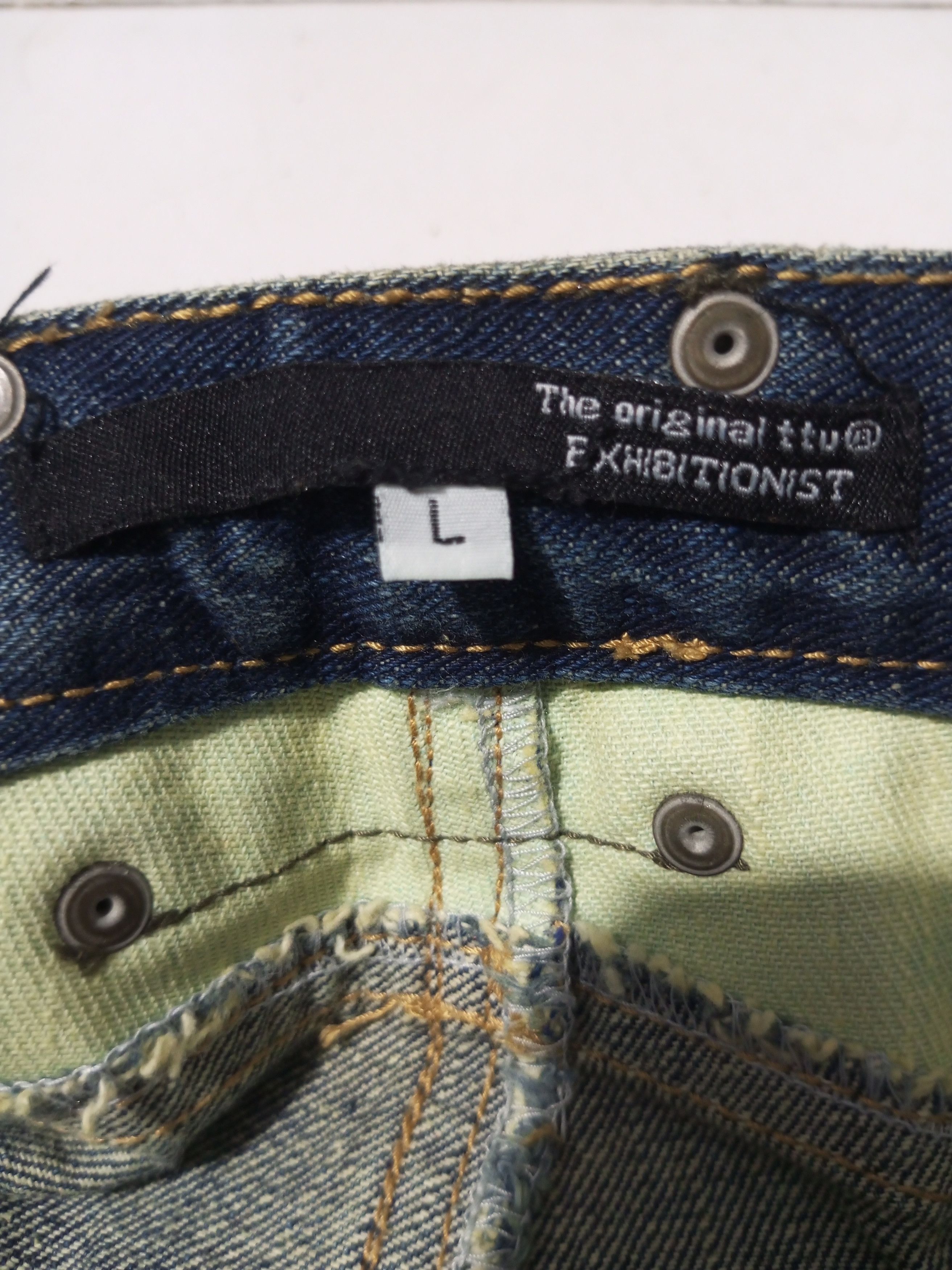 Karakuri Tamashii Vintage exhibitionist embroidery distressed flared denim Size US 33 - 16 Thumbnail