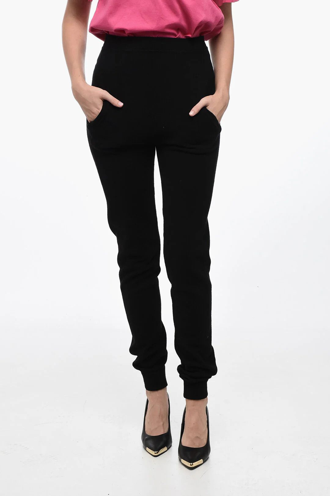 Saint Laurent Paris og1mm0326 High-Waisted Cashmere Joggers in Black Size 28" / US 6 / IT 42 - 1 Thumbnail