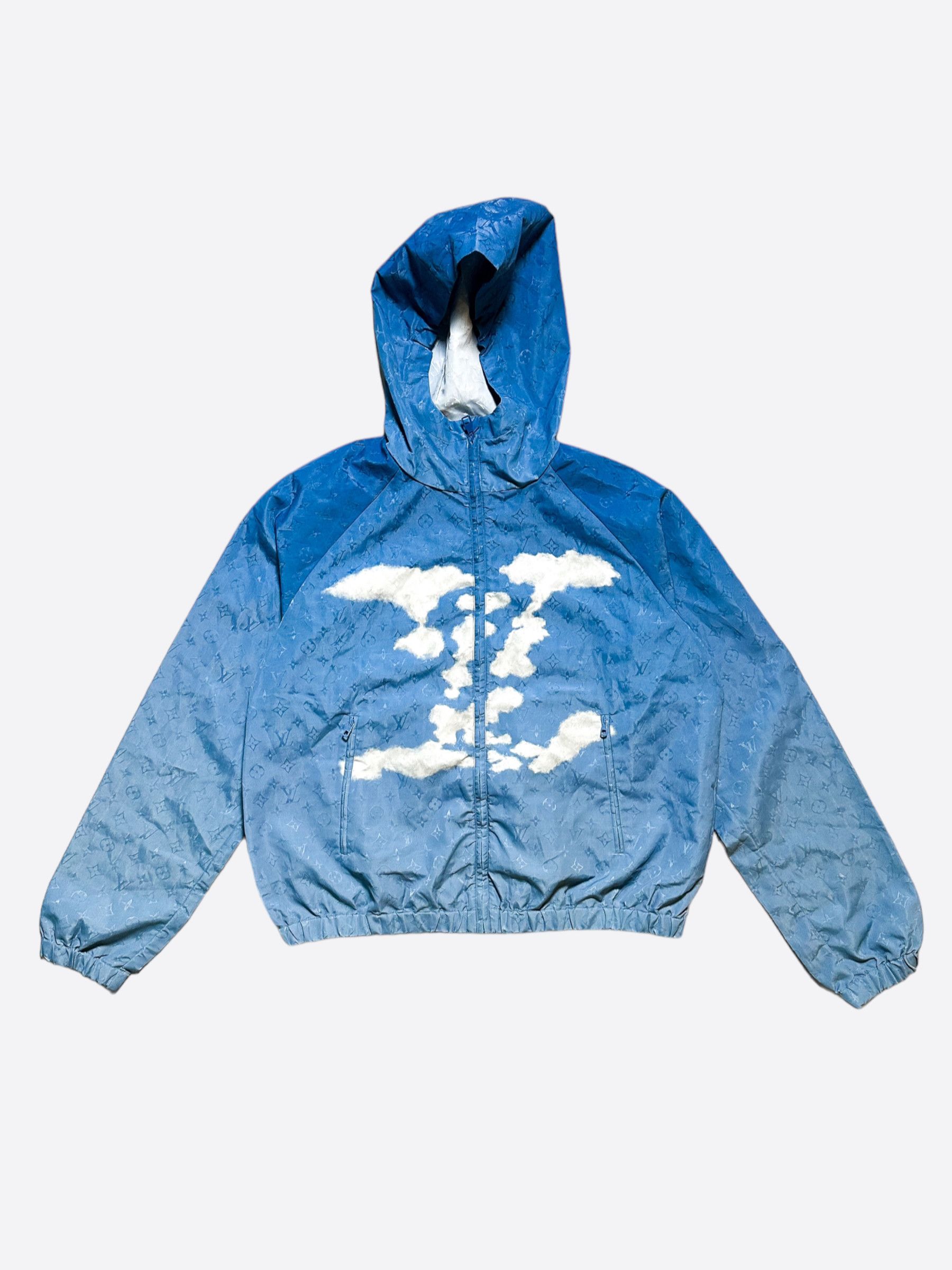 Image of Louis Vuitton Blue Cloud Monogram Windbreaker, Men's (Size 2XL)