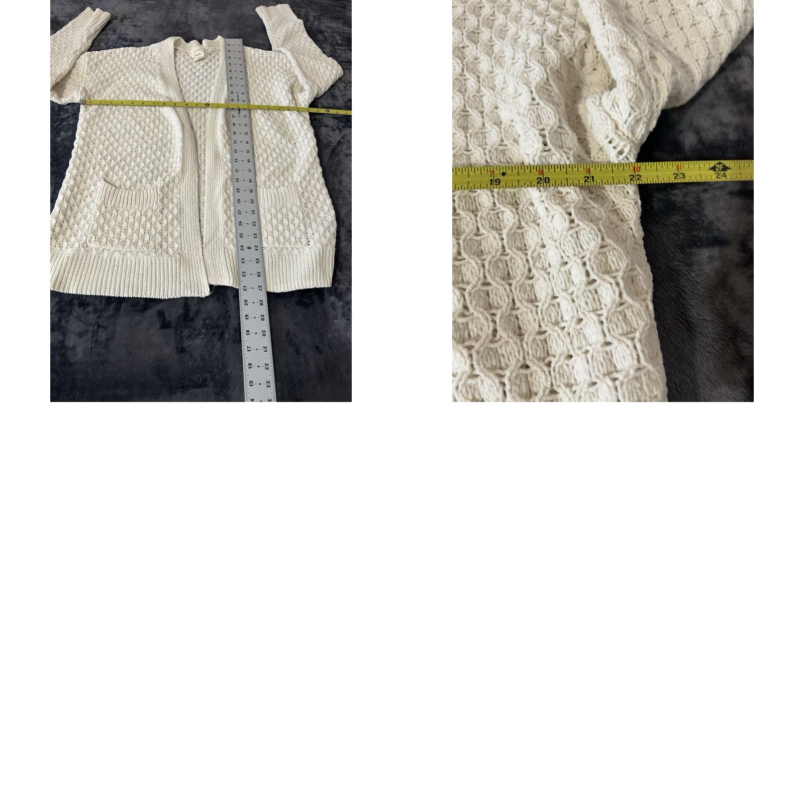 Nicole Miller Nicole Miller Open Front Cardigan Women M Cream Pockets Knit Wool Blend Cardigan, Solid, Long Sleeve, Open Front, Vintage? No Size M / US 6-8 / IT 42-44 - 10 Thumbnail