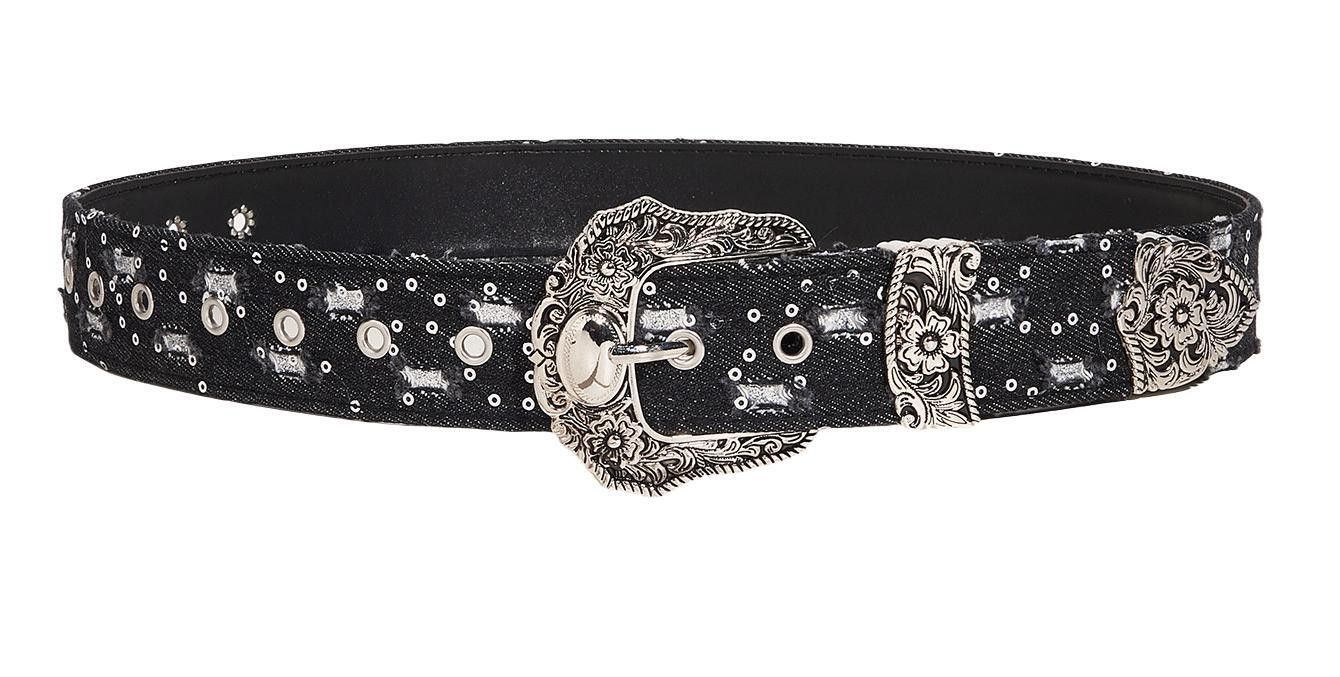 Black denim belt