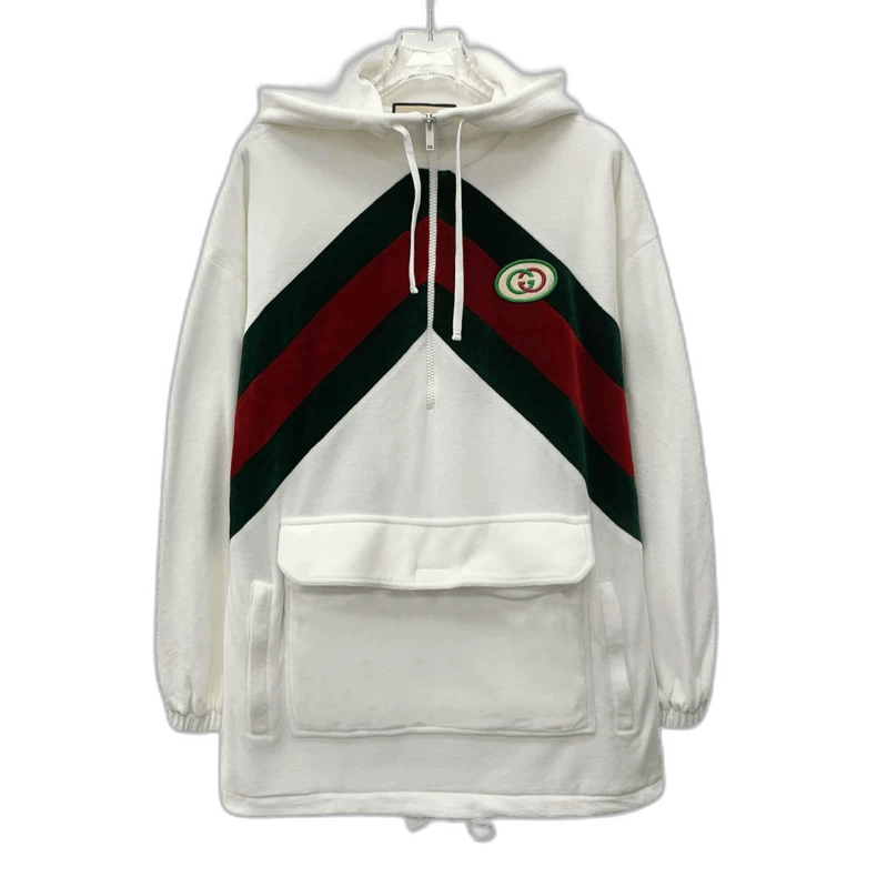 Gucci White Hooded Zip Long Sleeve Dress
