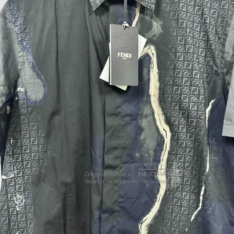 Fendi Fendi size 39 SS22 Full Print Shirt in Grey and Black Size US XXS / EU 40 - 3 Thumbnail