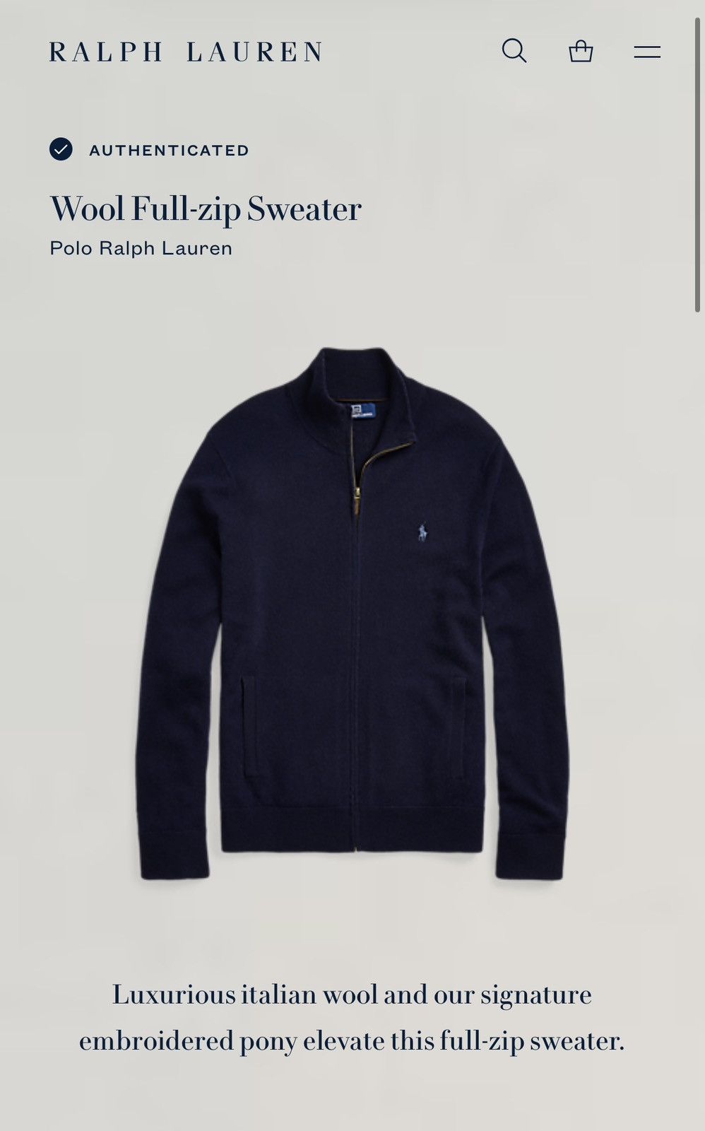 Polo Ralph Lauren Polo Ralph Lauren Wool Full Zip Sweater Navy Size US M / EU 48-50 / 2 - 12 Thumbnail