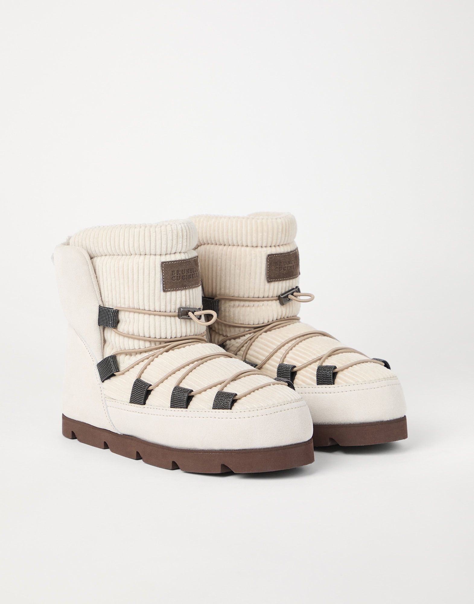 Brunello Cucinelli o1la1rc1a1025 Suede and Corduroy Boots in Ivory Size US 11 / IT 41 - 1 Thumbnail