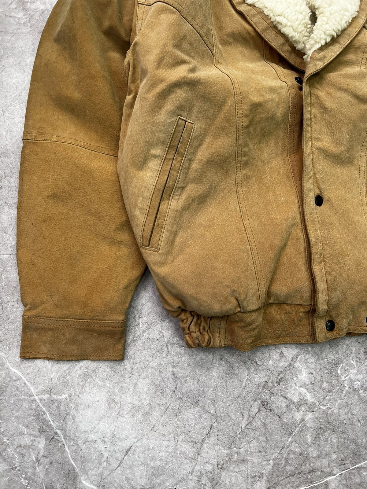 Leather × Vintage RARE WESTERN 90s HEAVY LEATHER SHERPA AVIATOR JACKET Size US M / EU 48-50 / 2 - 3 Thumbnail