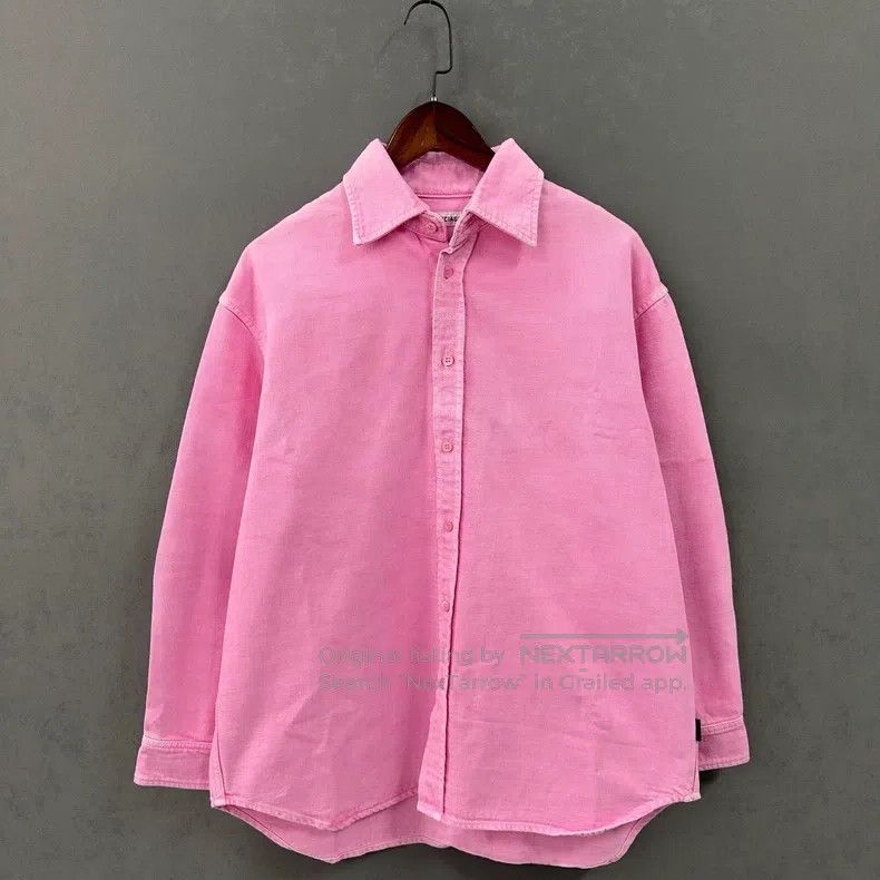Balenciaga Back Logo Pink Denim Shirt Jacket