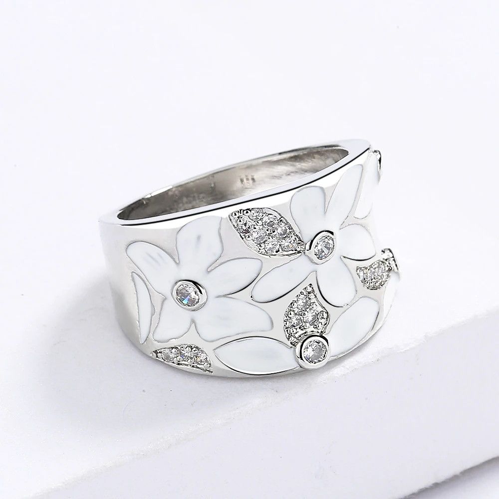 Jewelry Exquisite Red Flower Handmade Enamel Ring Size ONE SIZE - 1 Thumbnail