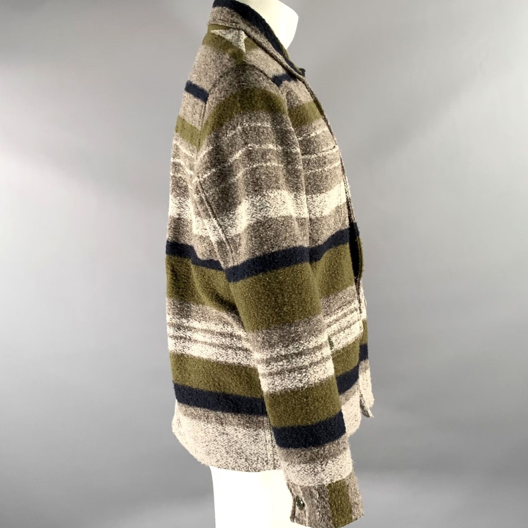 Todd Snyder TODD SNYDER Chore Jacket M Cotton Tan Olive Textured Stripe Size US M / EU 48-50 / 2 - 3 Thumbnail