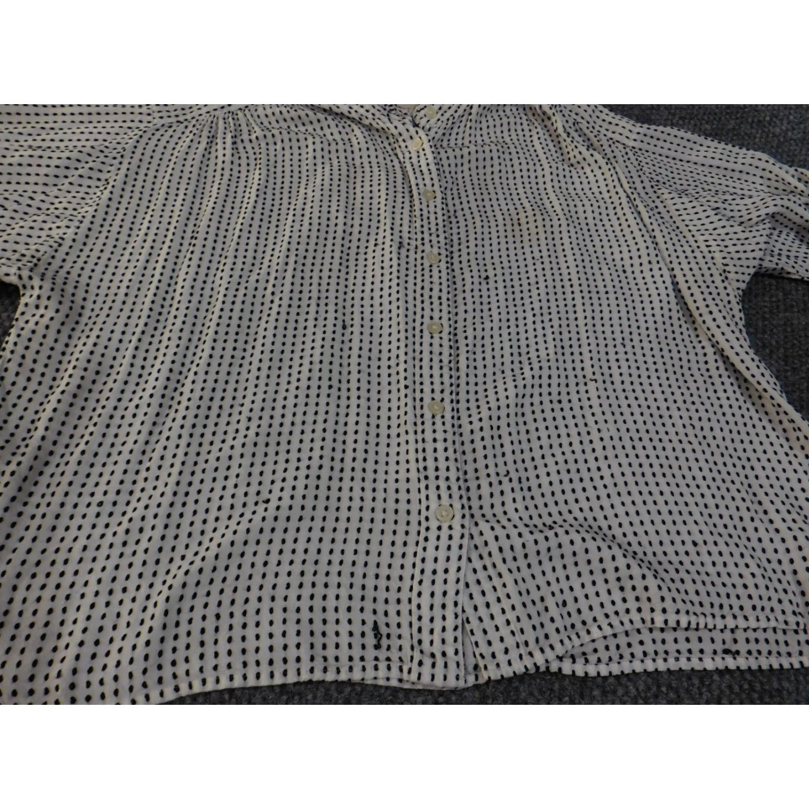Ann Taylor LOFT Blouse Womens L White Black Polka Dot Lightweight Casual Shirt Girls Mens Size L / US 10 / IT 46 - 3 Thumbnail