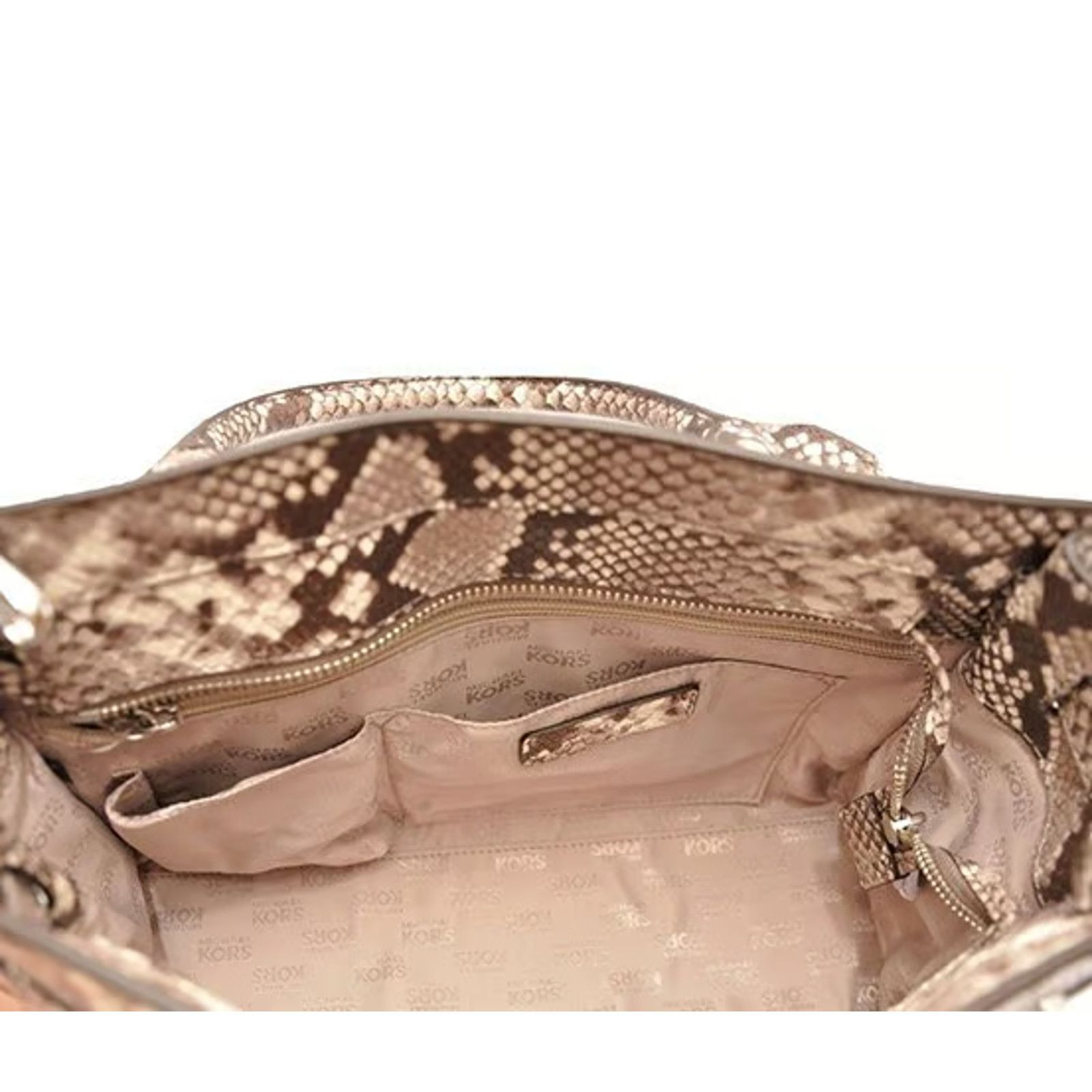 Michael Kors MICHAEL KORS DILLON LEATHER TOP ZIP SNAKESKIN SATCHEL BAG Size ONE SIZE - 5 Thumbnail