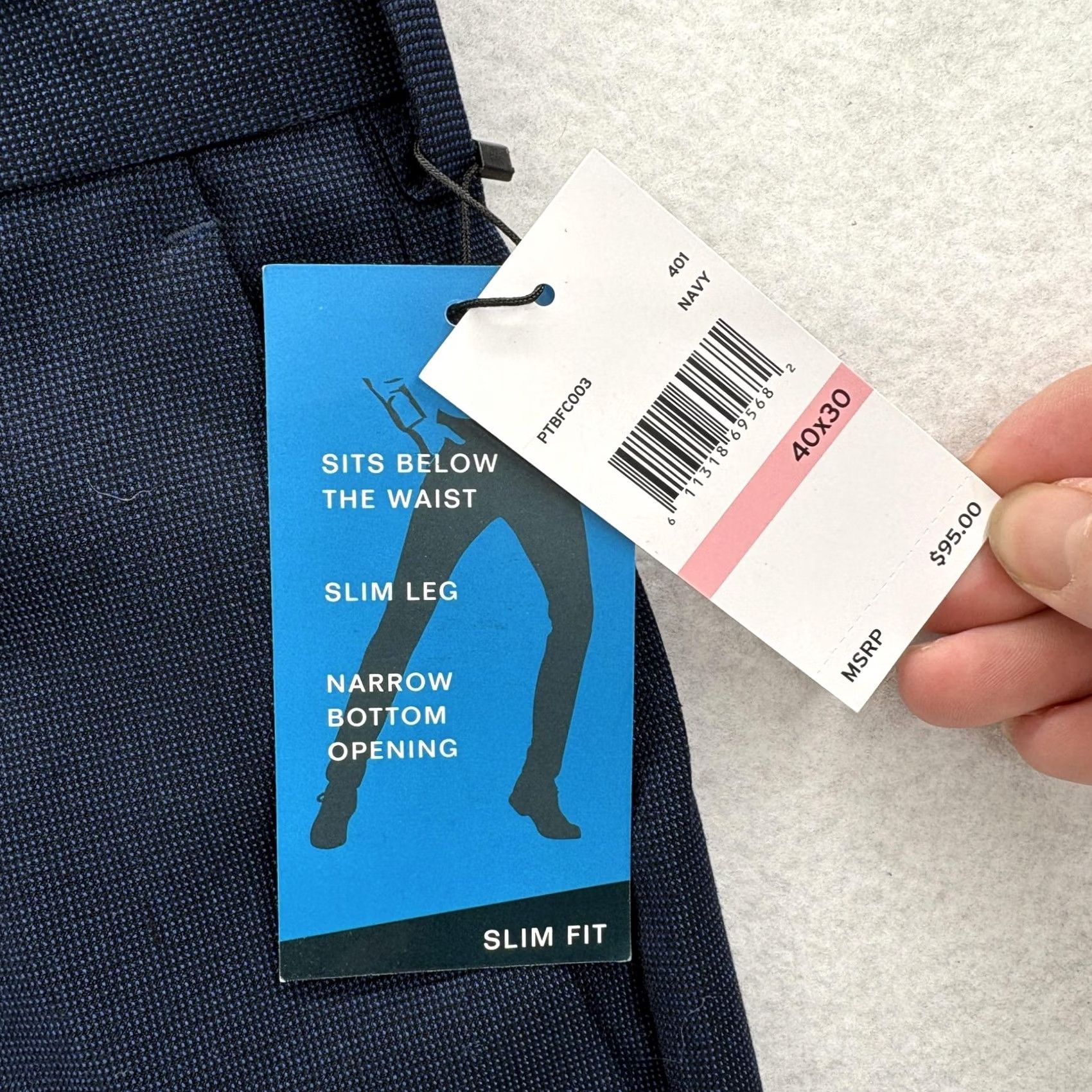 Perry Ellis Perry Ellis Portfolio Dress Pants Mens 40x30 Navy Slim Fit Stretch Workwear NWT Size US 40 / EU 56 - 4 Thumbnail