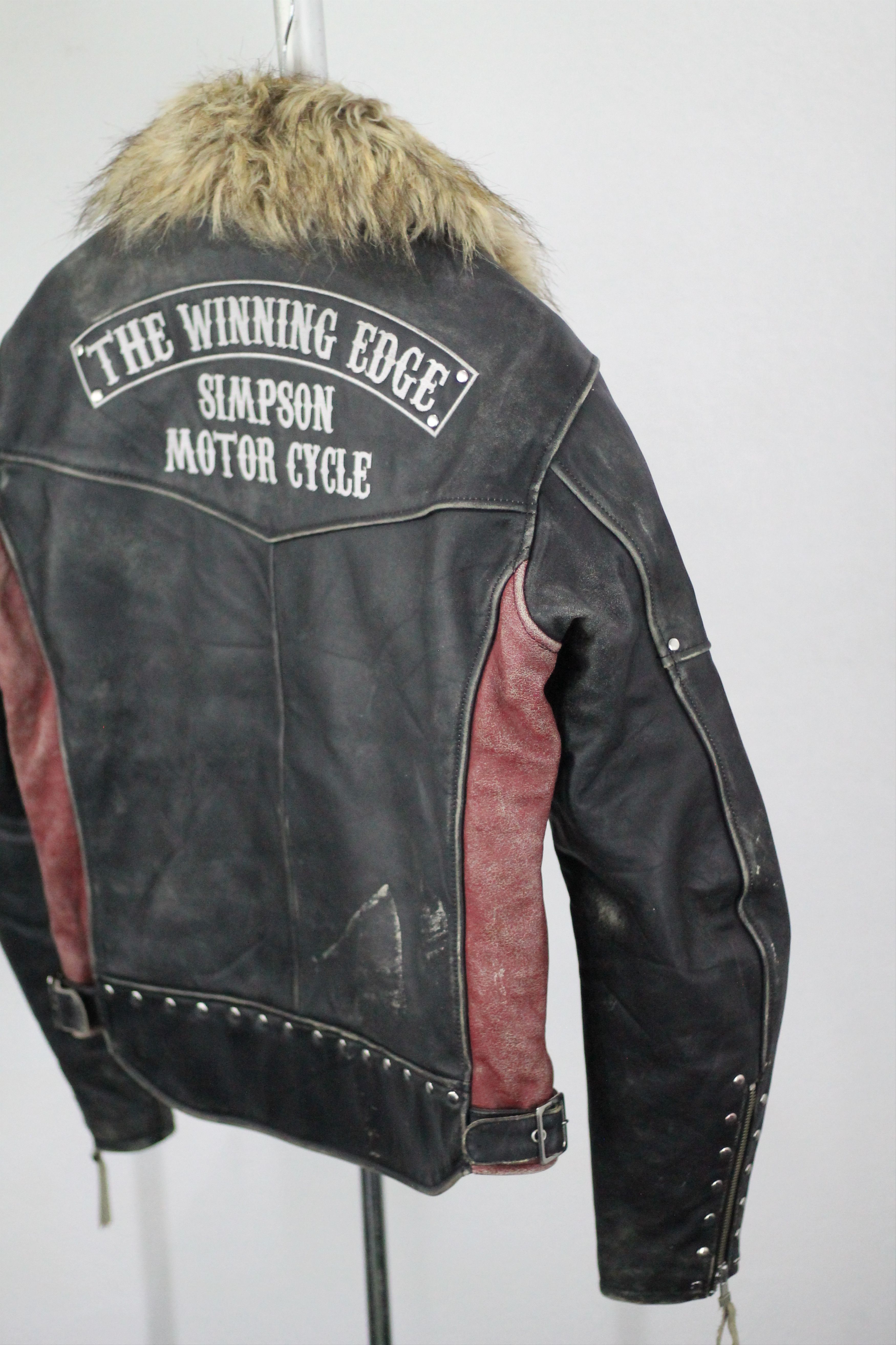 Vintage RARE! Vintage SIMPSON Leather Jacket Removable Fur Collar. Size US L / EU 52-54 / 3 - 9 Thumbnail