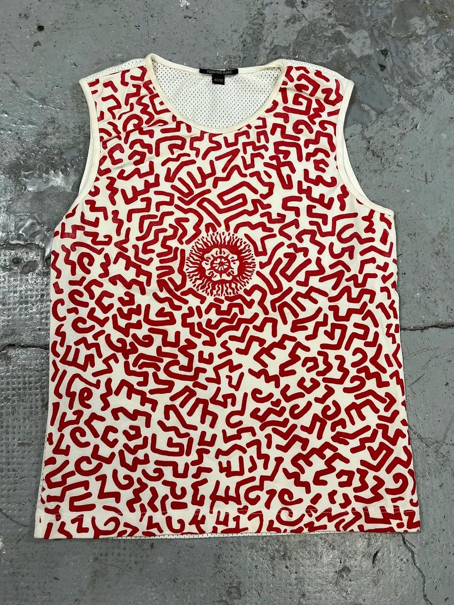 Vintage 2000s Plein Sud White & Red Contemporary Tank Top Size M / US 6-8 / IT 42-44 - 1 Thumbnail