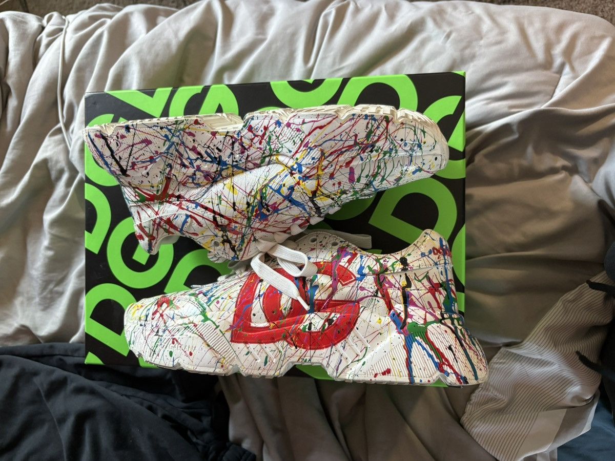 Dolce & Gabbana Dolce & Gabbana Men's Paint Splatter Low Top Sneakers Size US 8 / EU 41 - 4 Thumbnail