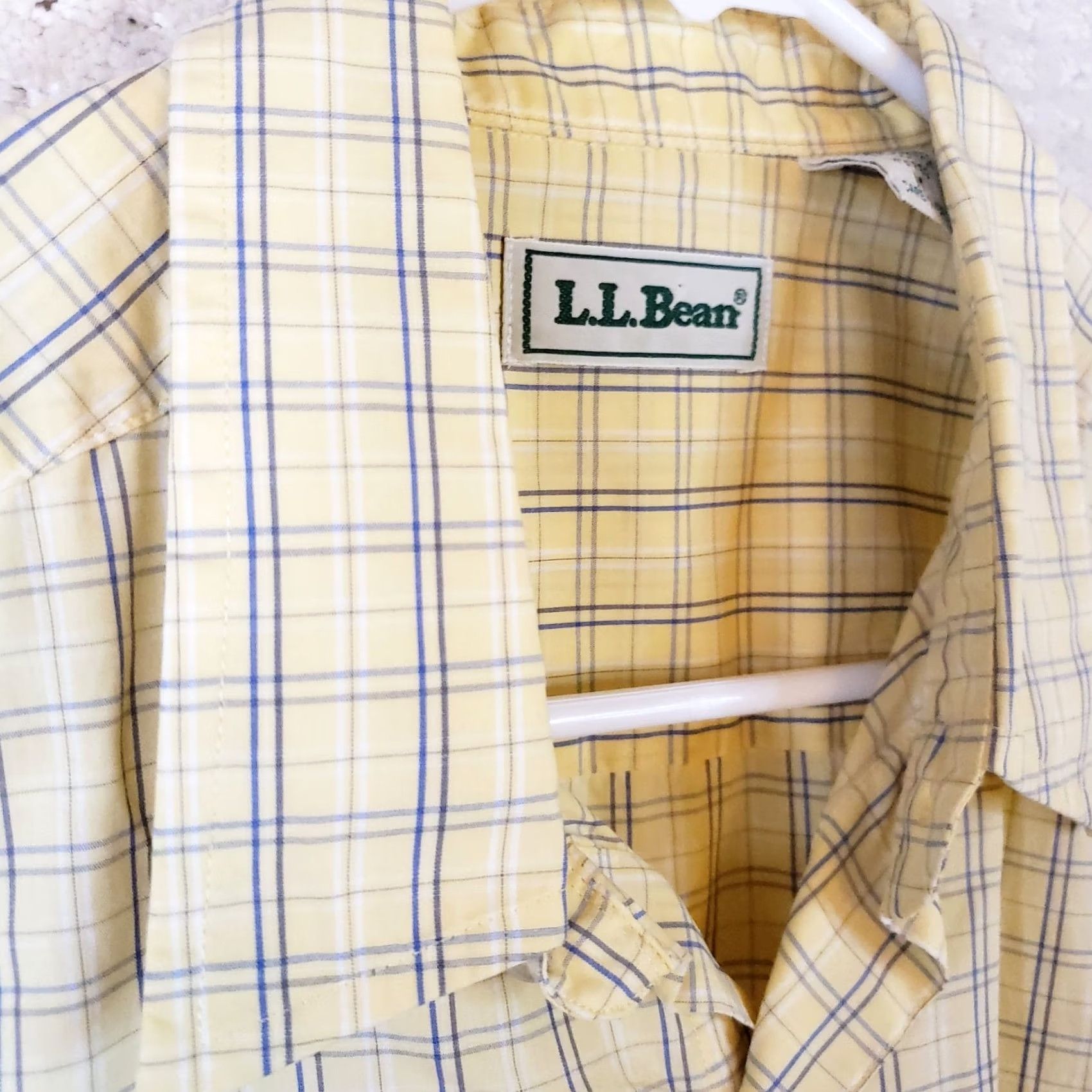 Vintage LL Bean Shirt Men's M Button-Down Short Sleeve Yellow Plaid 100% Cotton Front Pocket Button-Up Casual Business Formal Size US M / EU 48-50 / 2 - 7 Thumbnail