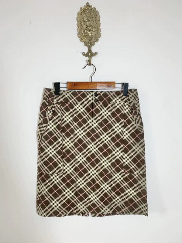 Burberry Burberry Brown Check Cotton Midi Skirt Size 23" - 1 Thumbnail