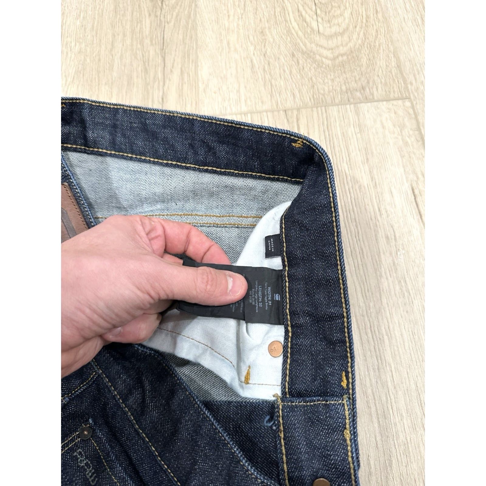 G-Star Raw Jeans Slim 3301 Mens 32x27 Dark Denim Blue 5-Pocket City Preppy Vintage No